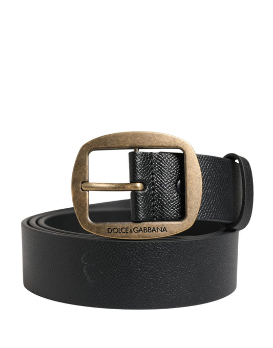 Dolce & Gabbana Men Black Classic Leather Metal Buckle Belt Curated Luxury Accessories by Orvyn