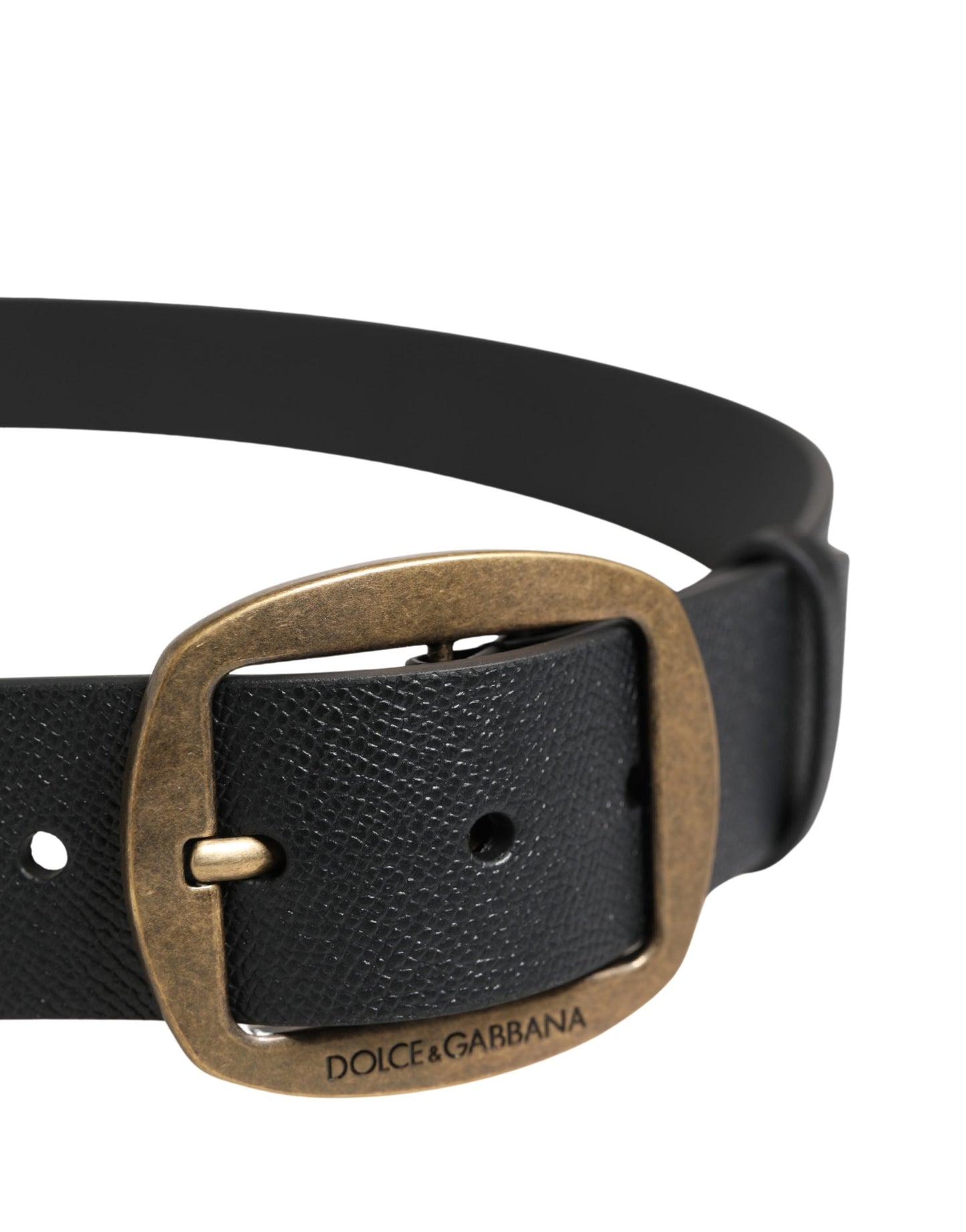 Dolce & Gabbana Men Black Classic Leather Metal Buckle Belt Curated Luxury Accessories by Orvyn