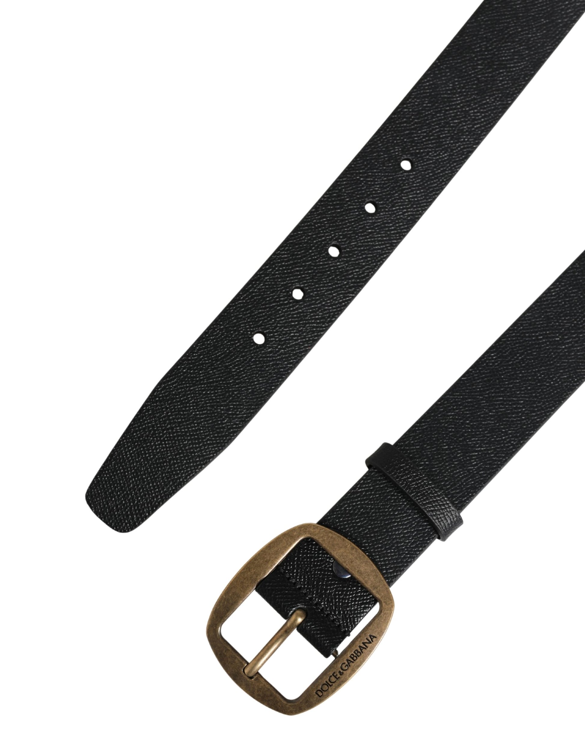 Dolce & Gabbana Men Black Classic Leather Metal Buckle Belt Curated Luxury Accessories by Orvyn