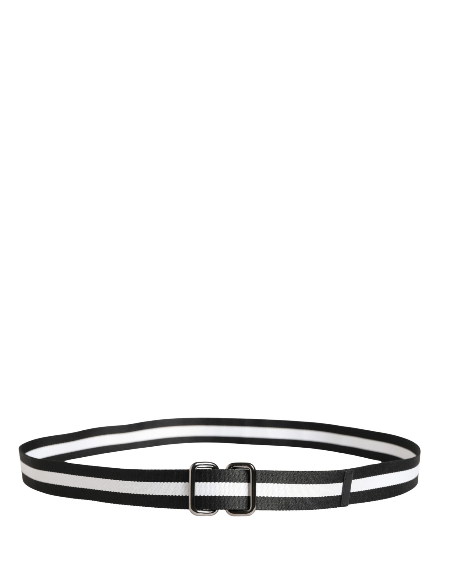 Dolce & Gabbana Men Black White Nylon Logo Metal Buckle Belt Curated Luxury Accessories by Orvyn