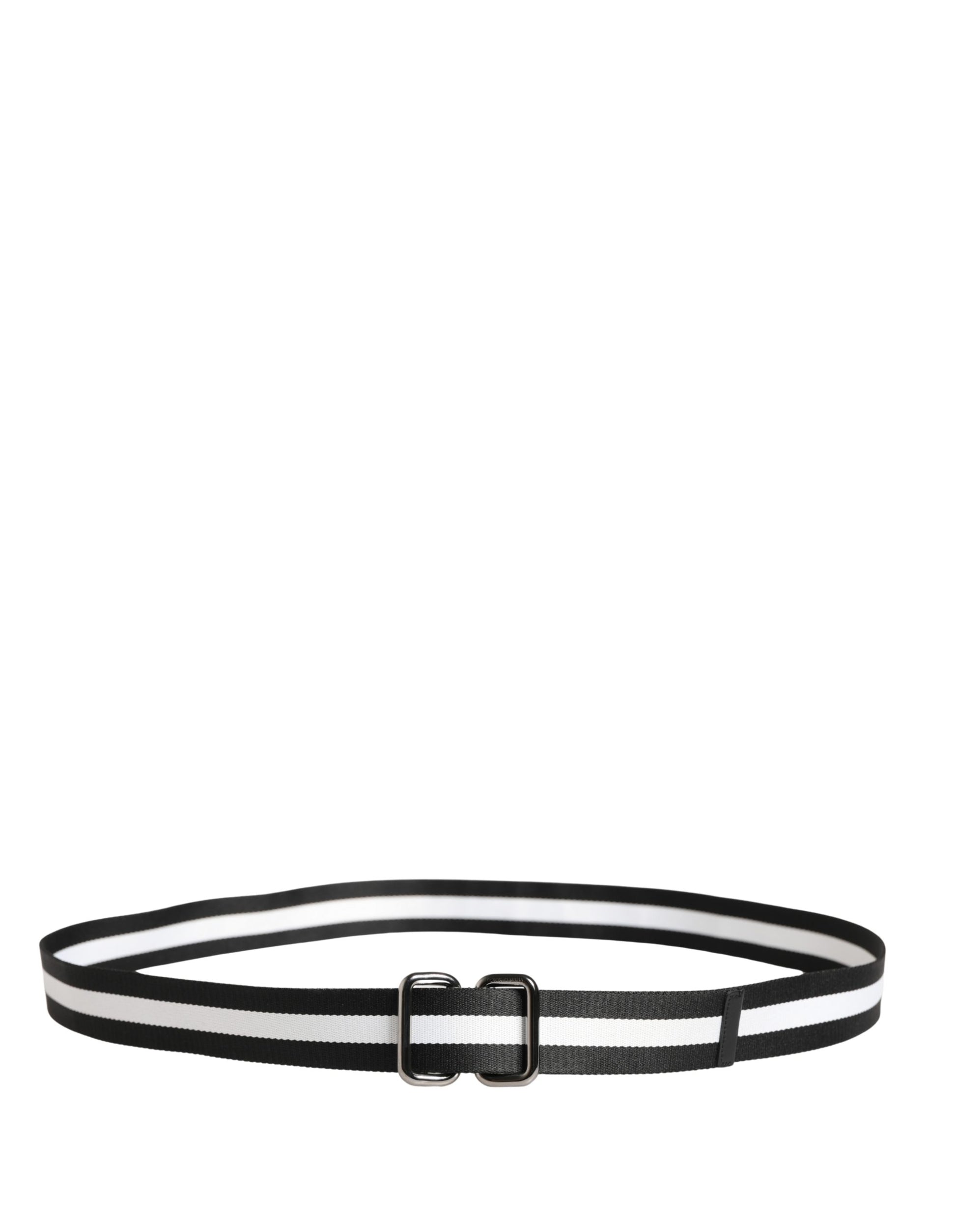 Dolce & Gabbana Men Black White Nylon Logo Metal Buckle Belt Curated Luxury Accessories by Orvyn