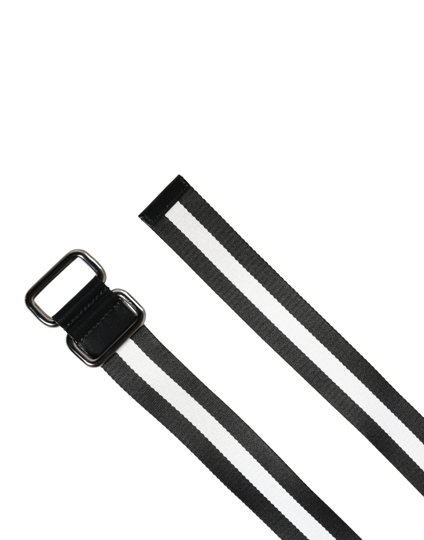 Dolce & Gabbana Men Black White Nylon Logo Metal Buckle Belt Curated Luxury Accessories by Orvyn