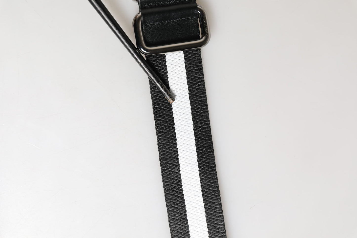 Dolce & Gabbana Men Black White Nylon Logo Metal Buckle Belt Curated Luxury Accessories by Orvyn