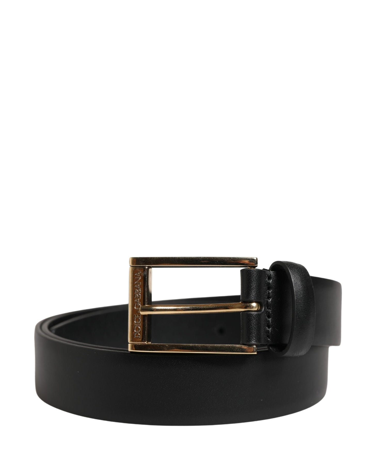 Dolce & Gabbana Men Black Classic Leather Metal Buckle Belt Curated Luxury Accessories by Orvyn