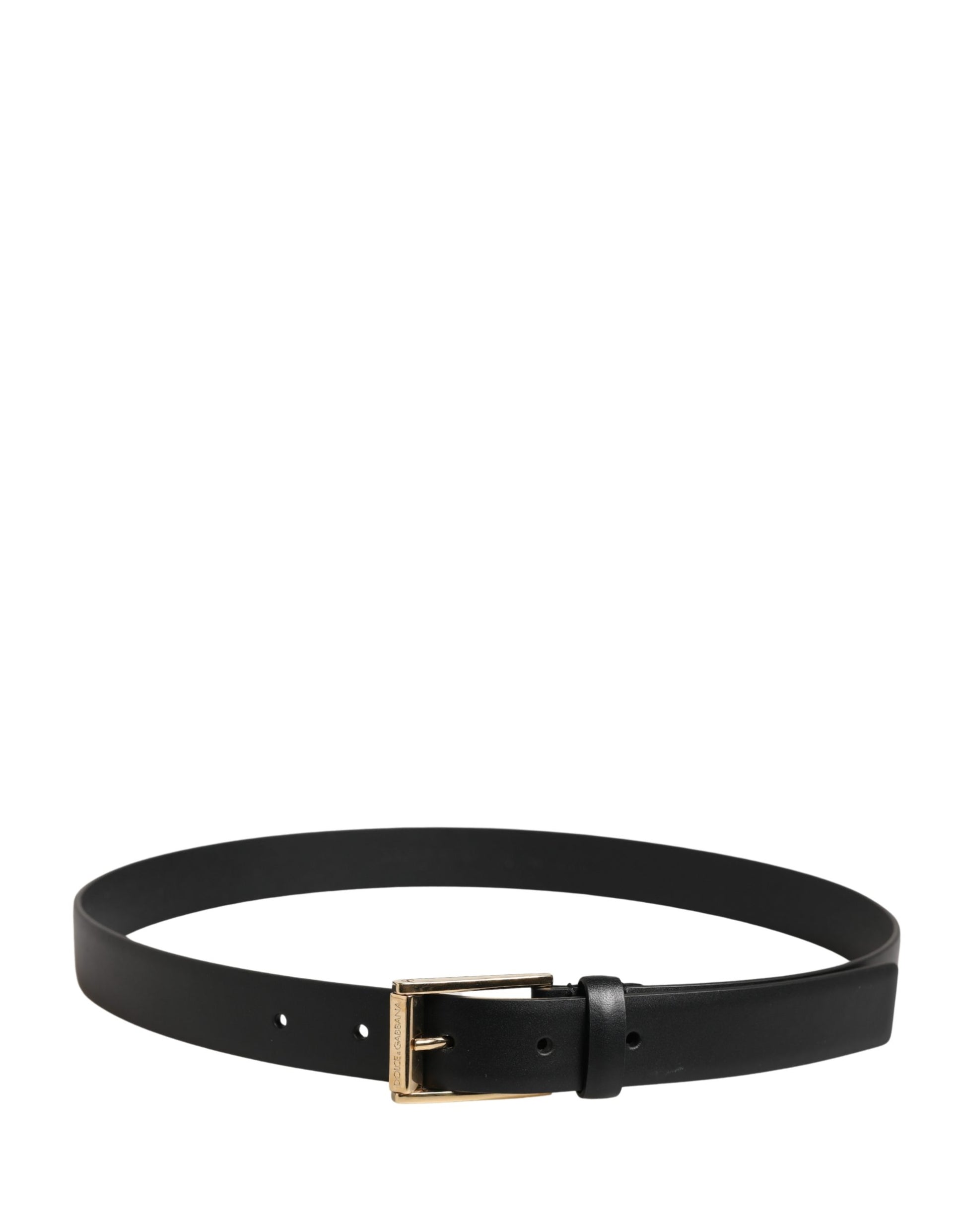 Dolce & Gabbana Men Black Classic Leather Metal Buckle Belt Curated Luxury Accessories by Orvyn