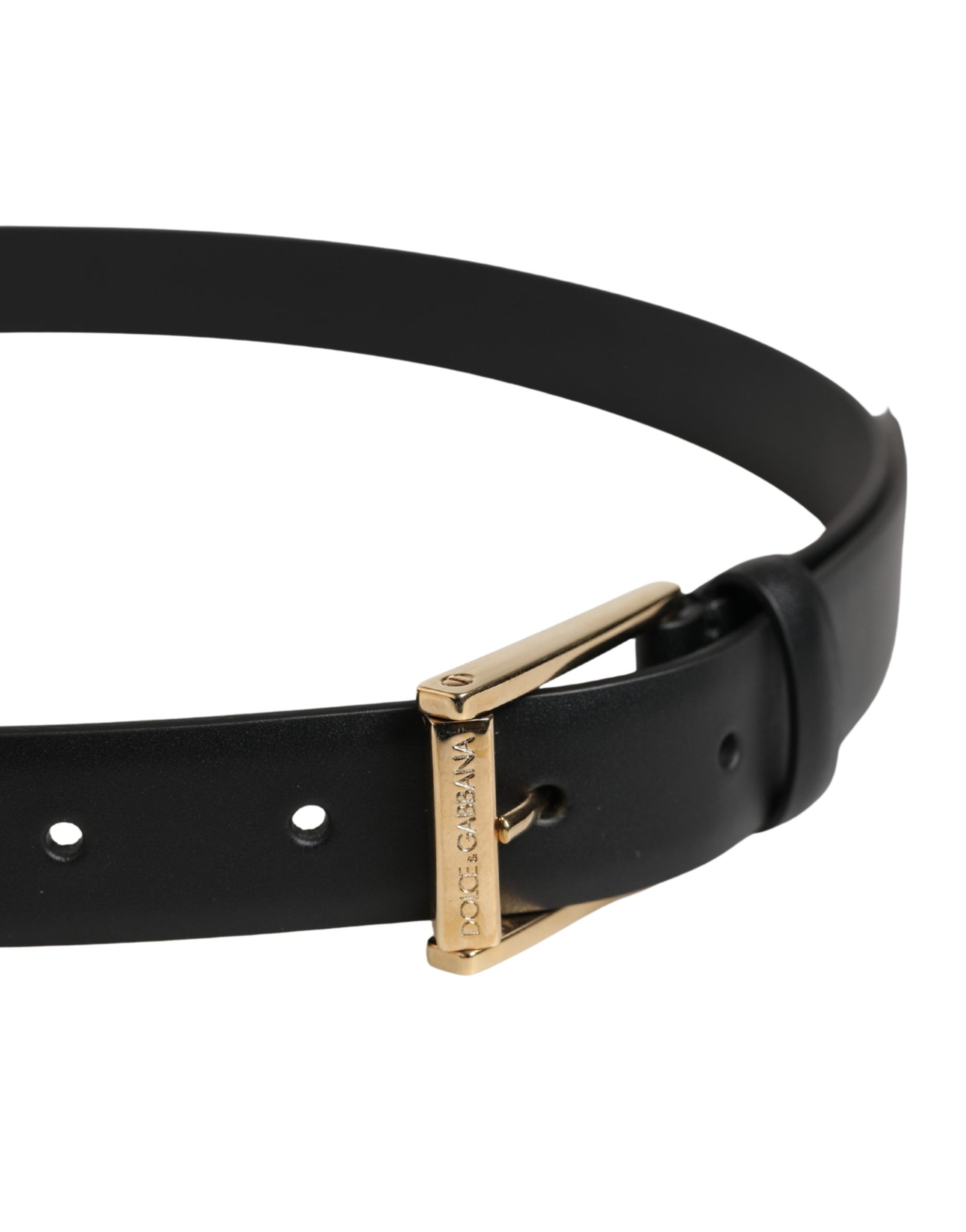 Dolce & Gabbana Men Black Classic Leather Metal Buckle Belt Curated Luxury Accessories by Orvyn