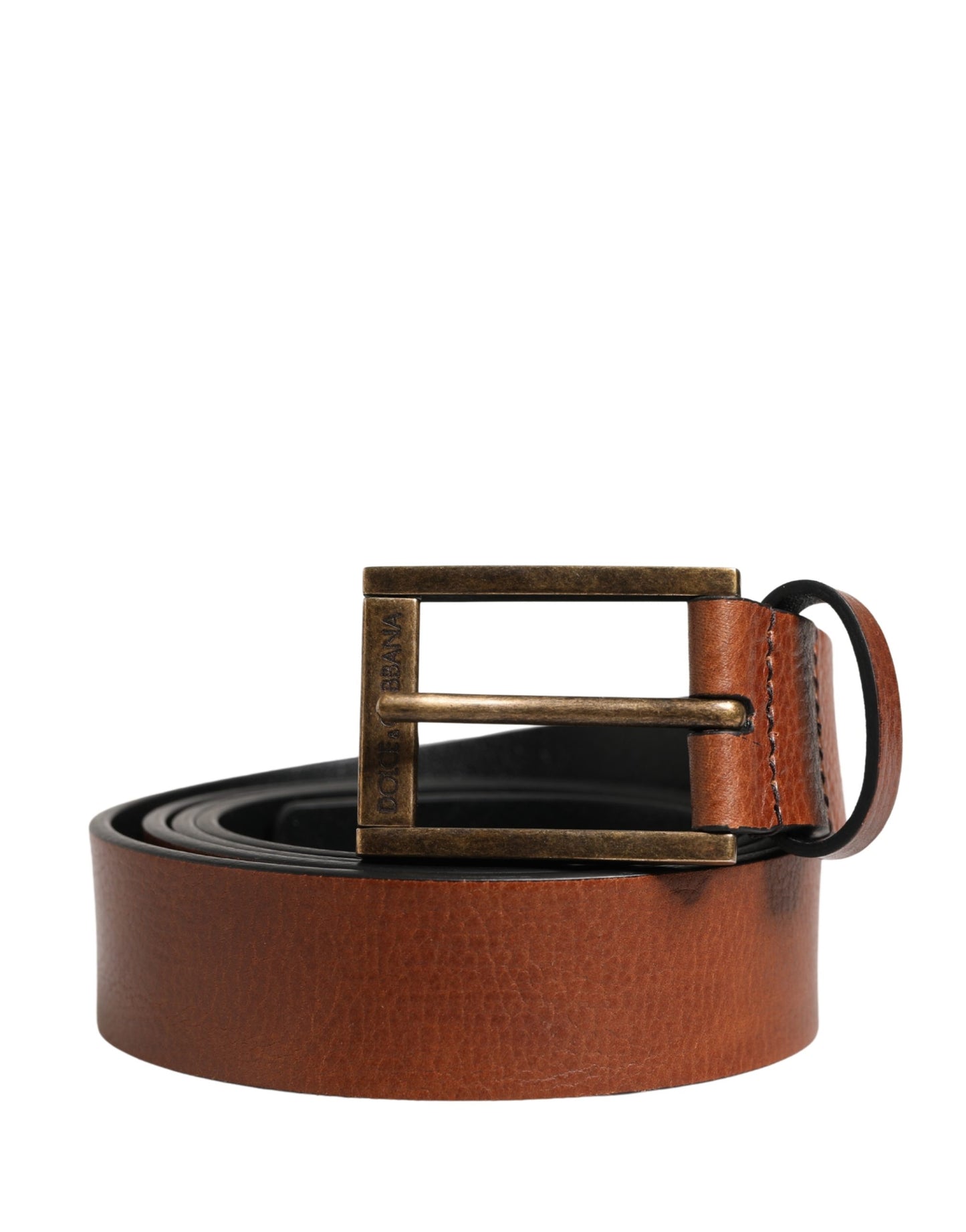 Dolce & Gabbana Men Brown Leather Classic Metal Buckle Belt Curated Luxury Accessories by Orvyn