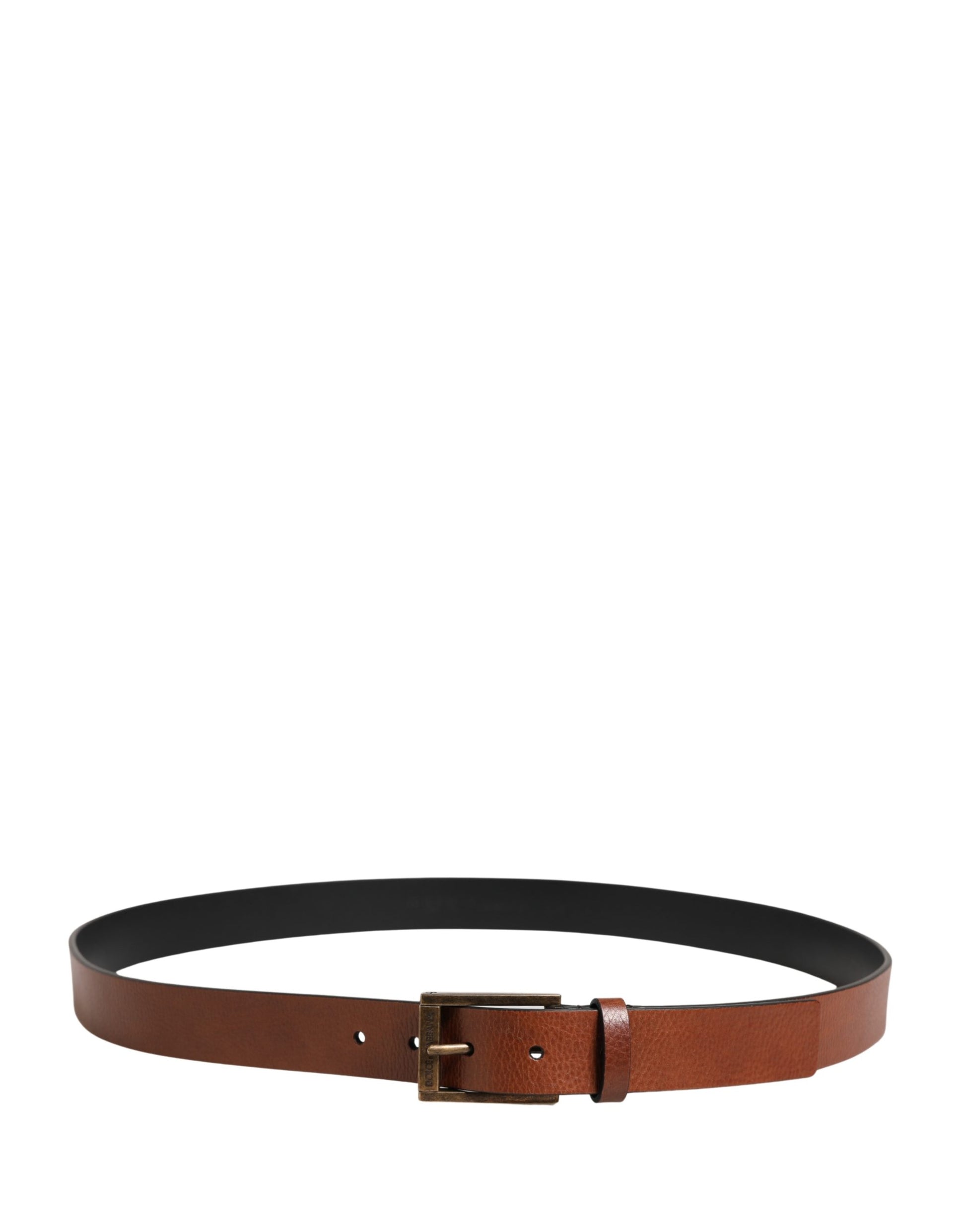 Dolce & Gabbana Men Brown Leather Classic Metal Buckle Belt Curated Luxury Accessories by Orvyn