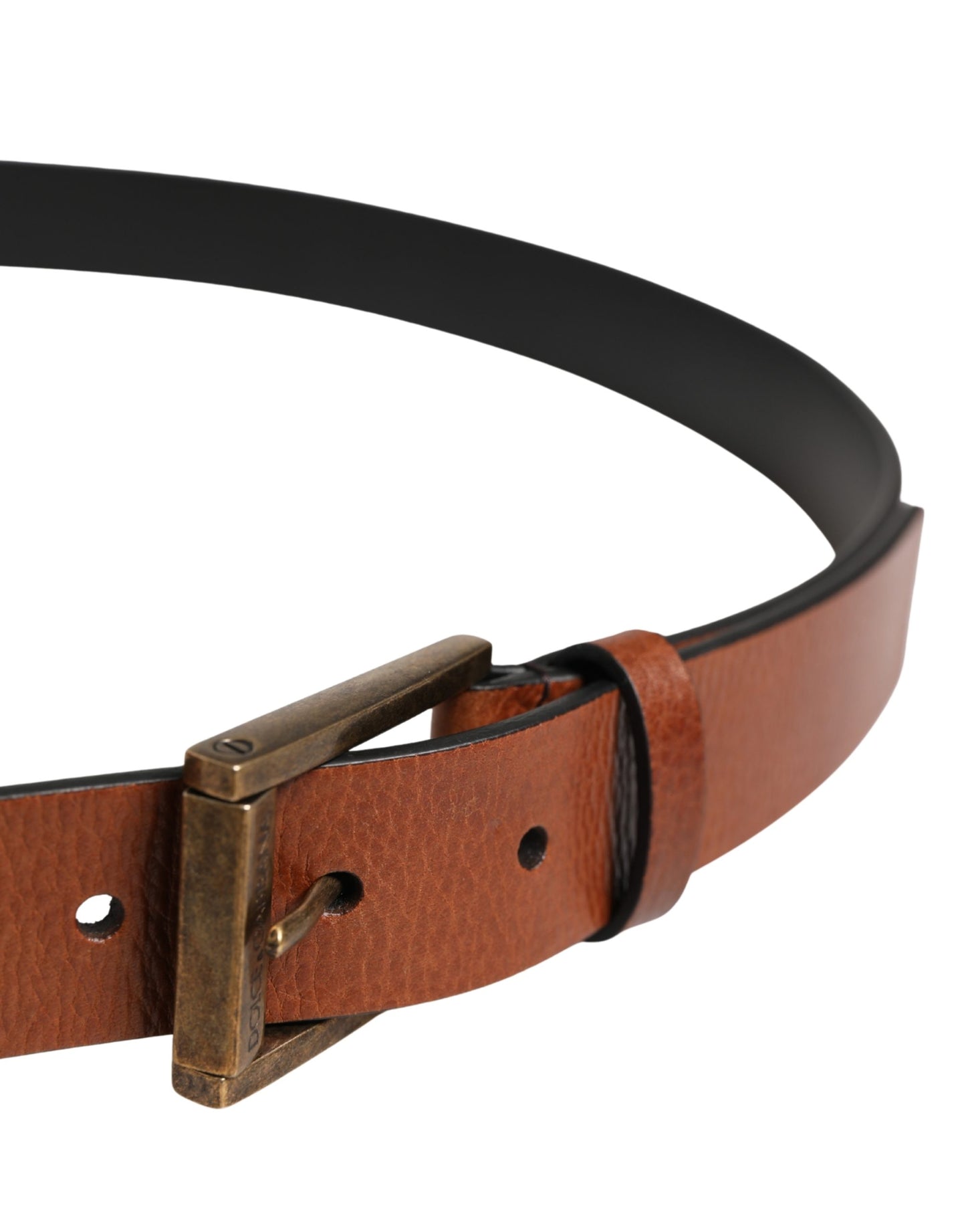 Dolce & Gabbana Men Brown Leather Classic Metal Buckle Belt Curated Luxury Accessories by Orvyn