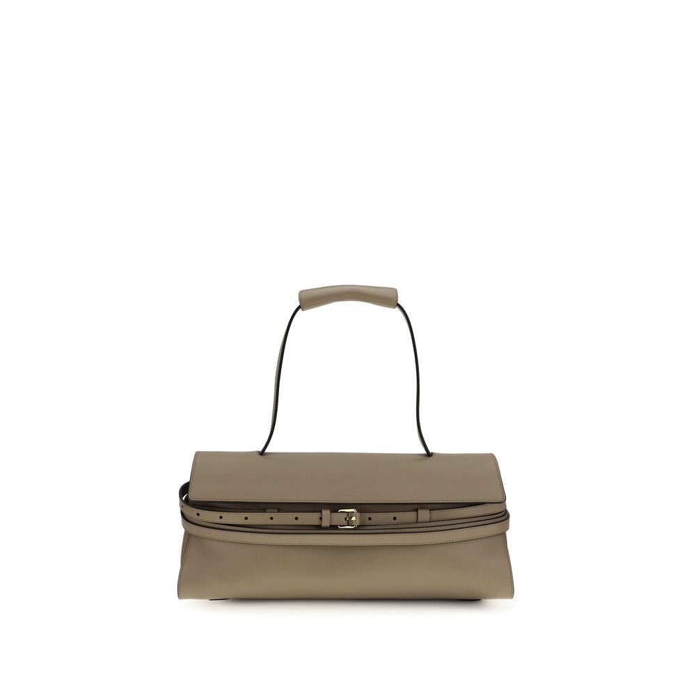 Moschino Beige Calf Leather Bos Taurus Shoulder Bag Curated Luxury Accessories by Orvyn