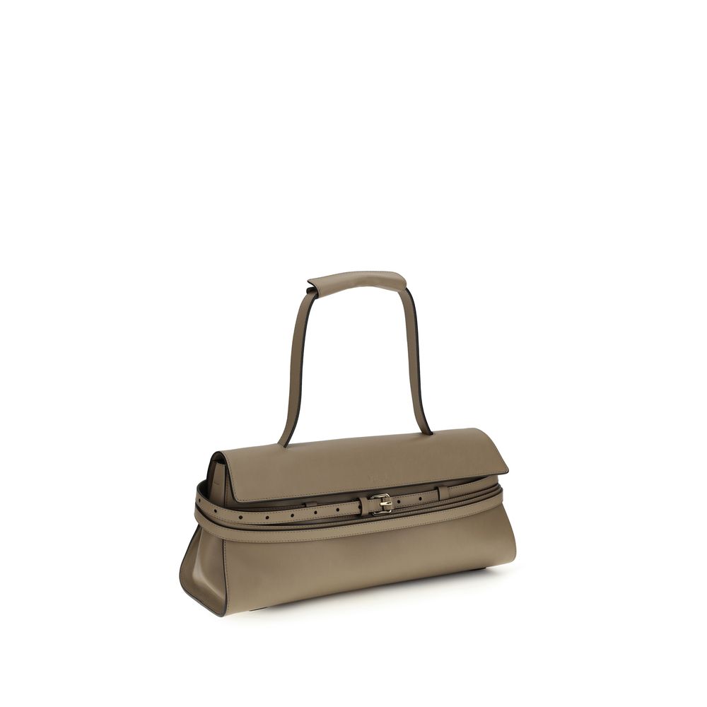 Moschino Beige Calf Leather Bos Taurus Shoulder Bag Curated Luxury Accessories by Orvyn