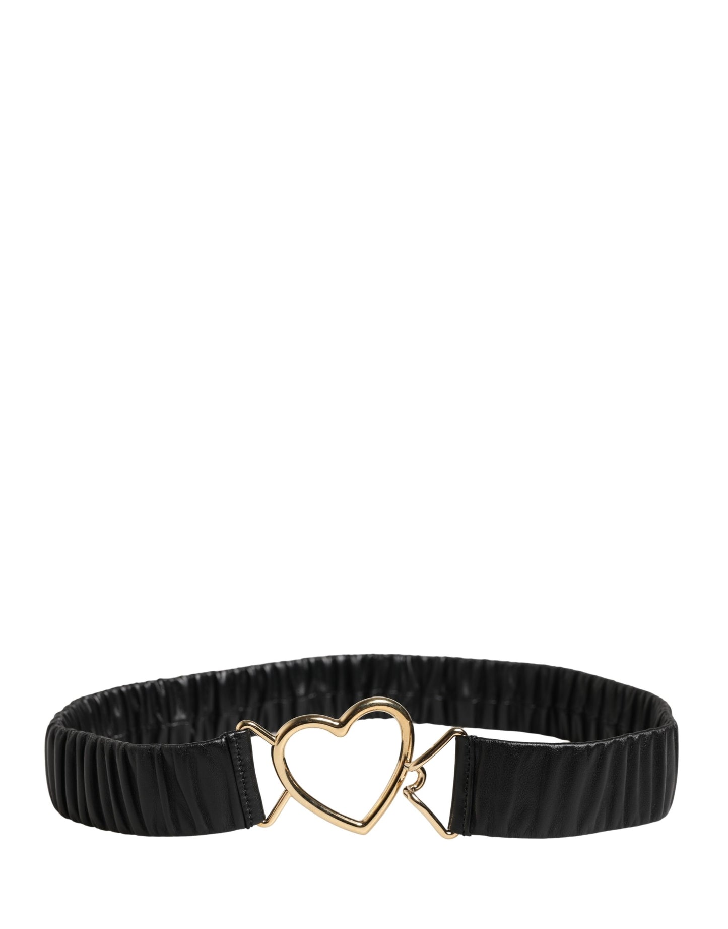 Dolce & Gabbana Black Leather Gold Heart Metal Buckle Belt Curated Luxury Accessories by Orvyn