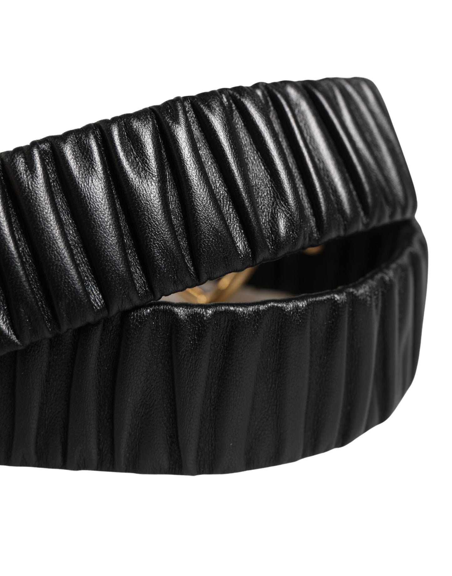 Dolce & Gabbana Black Leather Gold Heart Metal Buckle Belt Curated Luxury Accessories by Orvyn