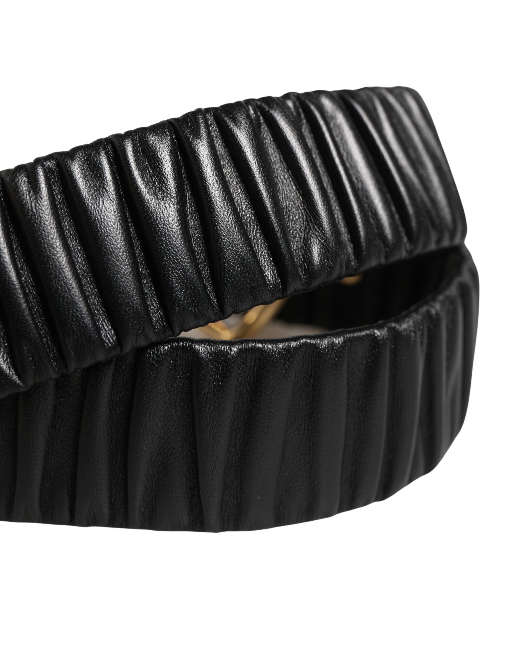 Dolce & Gabbana Black Leather Gold Heart Metal Buckle Belt Curated Luxury Accessories by Orvyn
