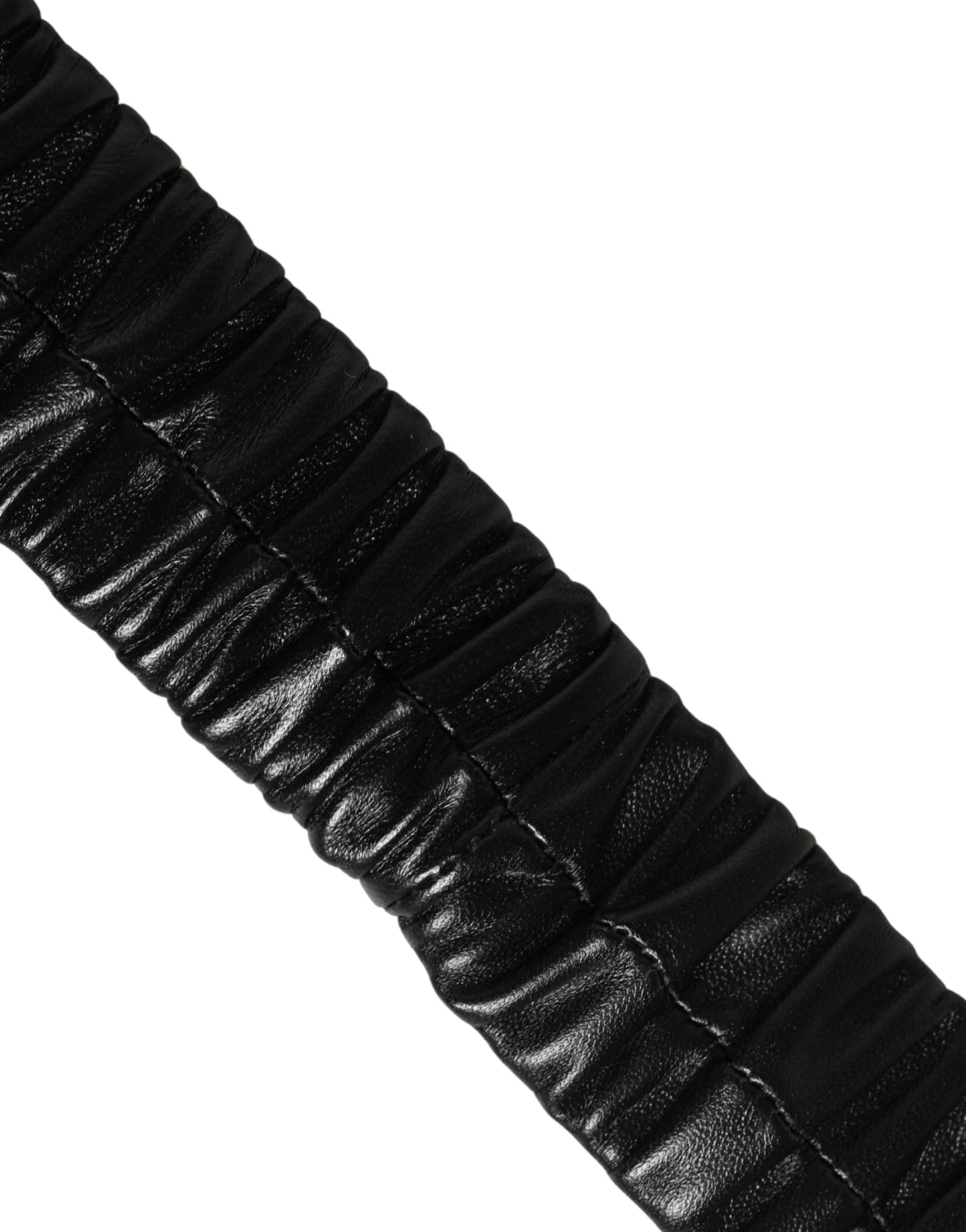 Dolce & Gabbana Black Leather Gold Heart Metal Buckle Belt Curated Luxury Accessories by Orvyn