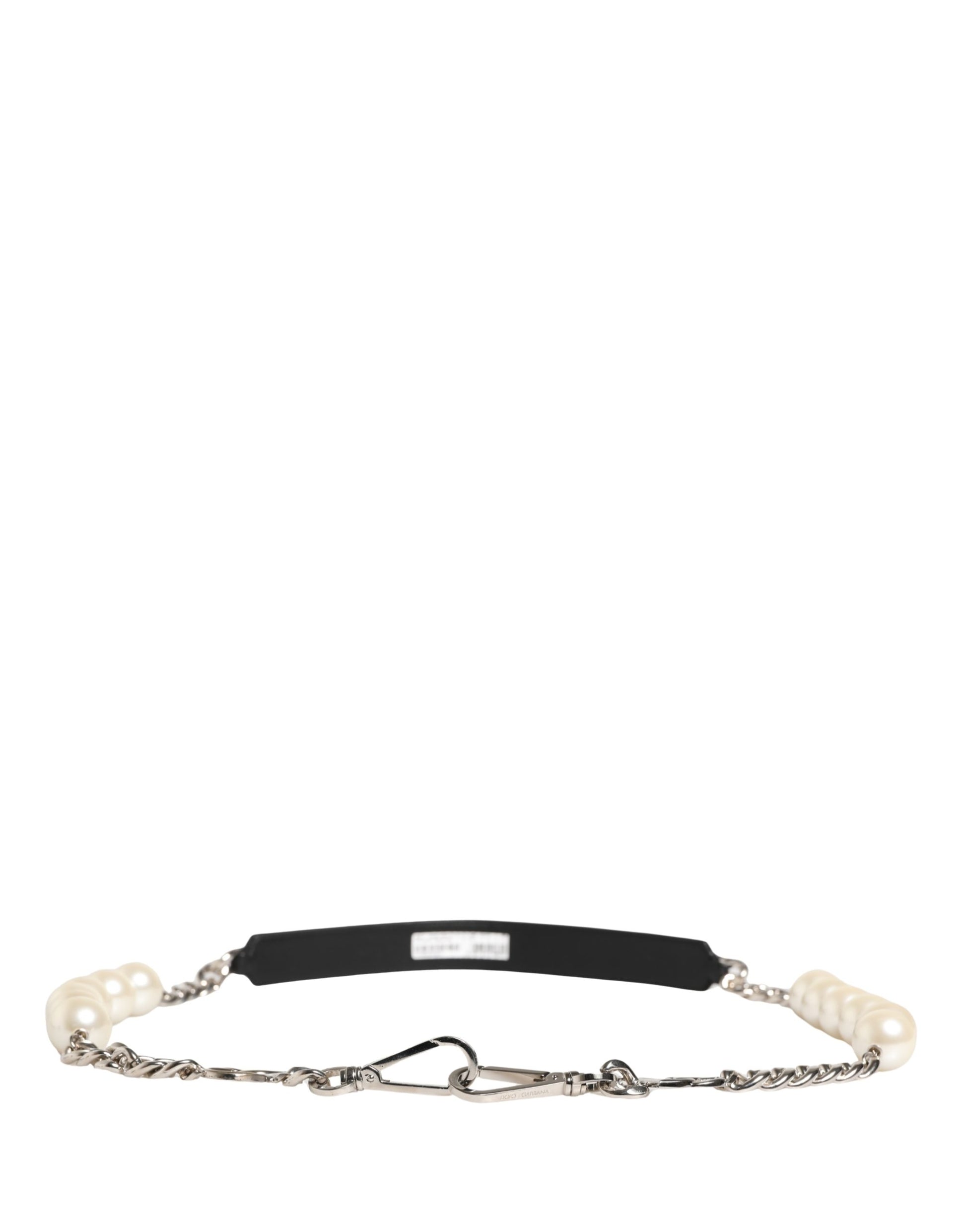 Dolce & Gabbana Black Leather Silver Chain Bag Accessory Shoulder Strap Curated Luxury Accessories by Orvyn