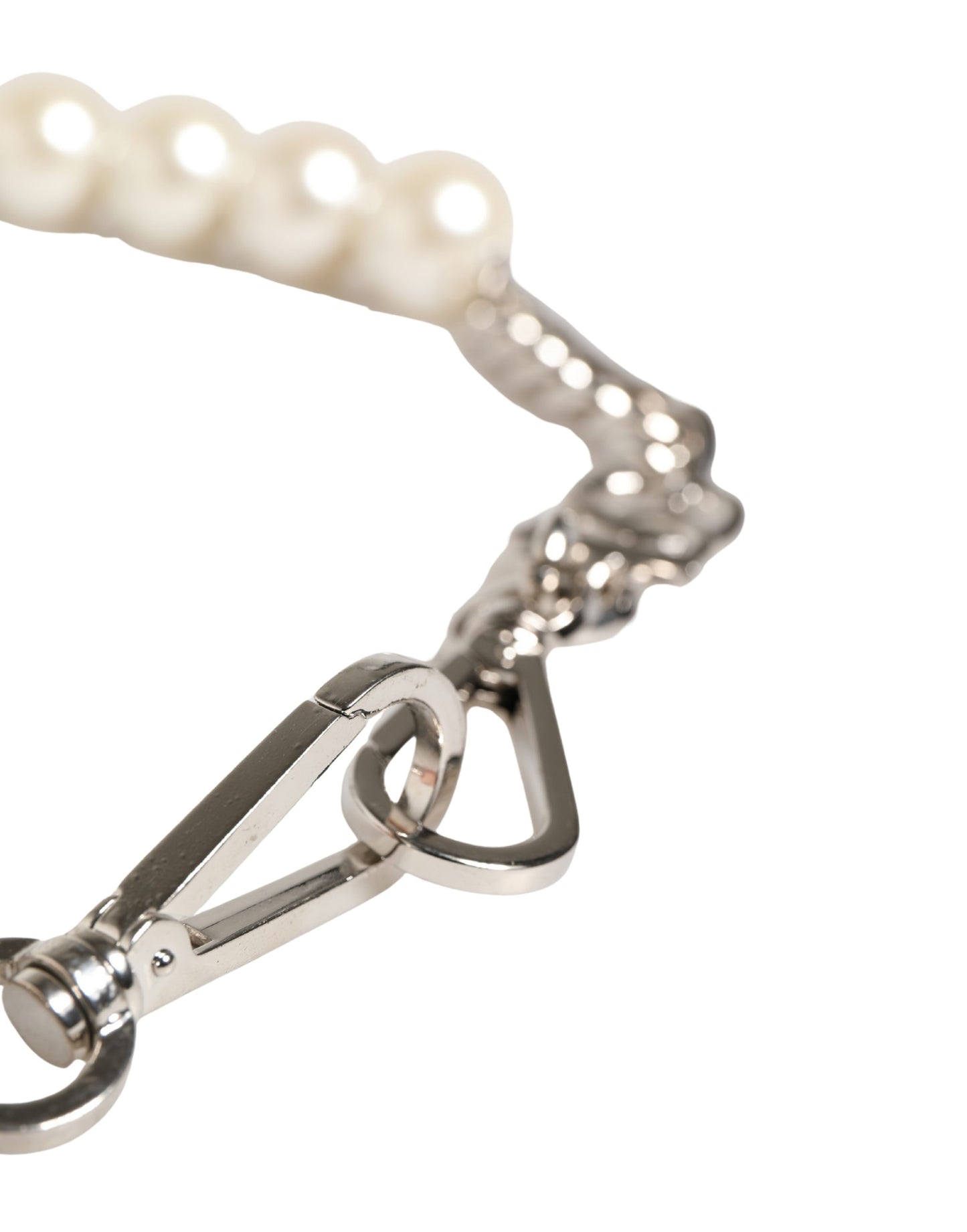 Dolce & Gabbana Black Leather Silver Chain Bag Accessory Shoulder Strap Curated Luxury Accessories by Orvyn