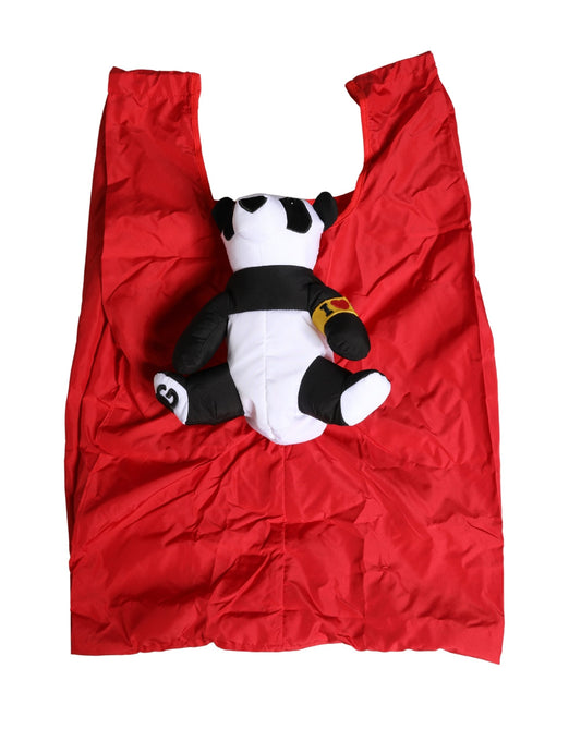 Dolce & Gabbana Men Red Polyester Panda Stuffed Ecobag Tote Borse Bag Curated Luxury Accessories by Orvyn
