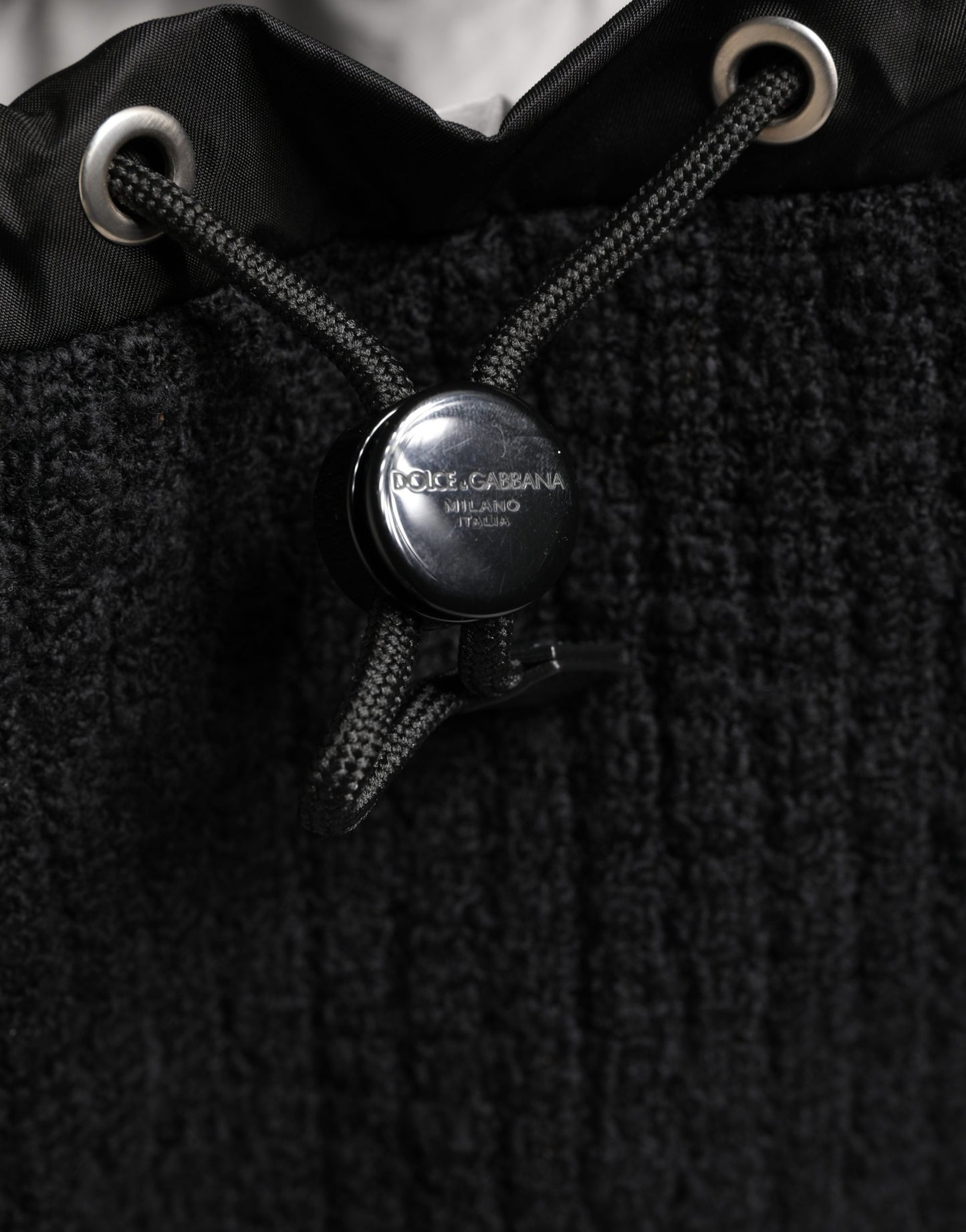 Dolce & Gabbana Black Tricot Wool Blend Duffel Backpack Travel Borse Bag Curated Luxury Accessories by Orvyn