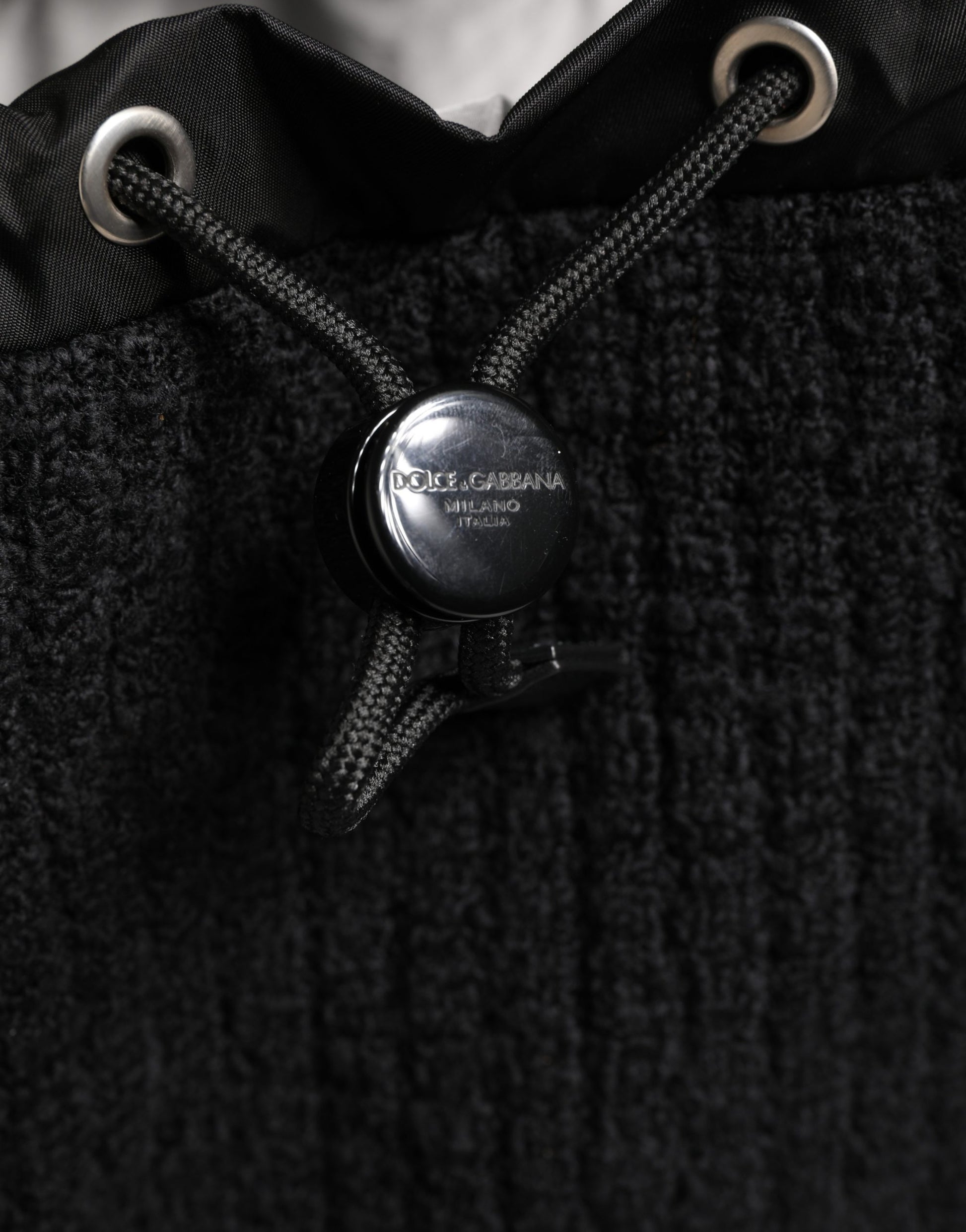 Dolce & Gabbana Black Tricot Wool Blend Duffel Backpack Travel Borse Bag Curated Luxury Accessories by Orvyn