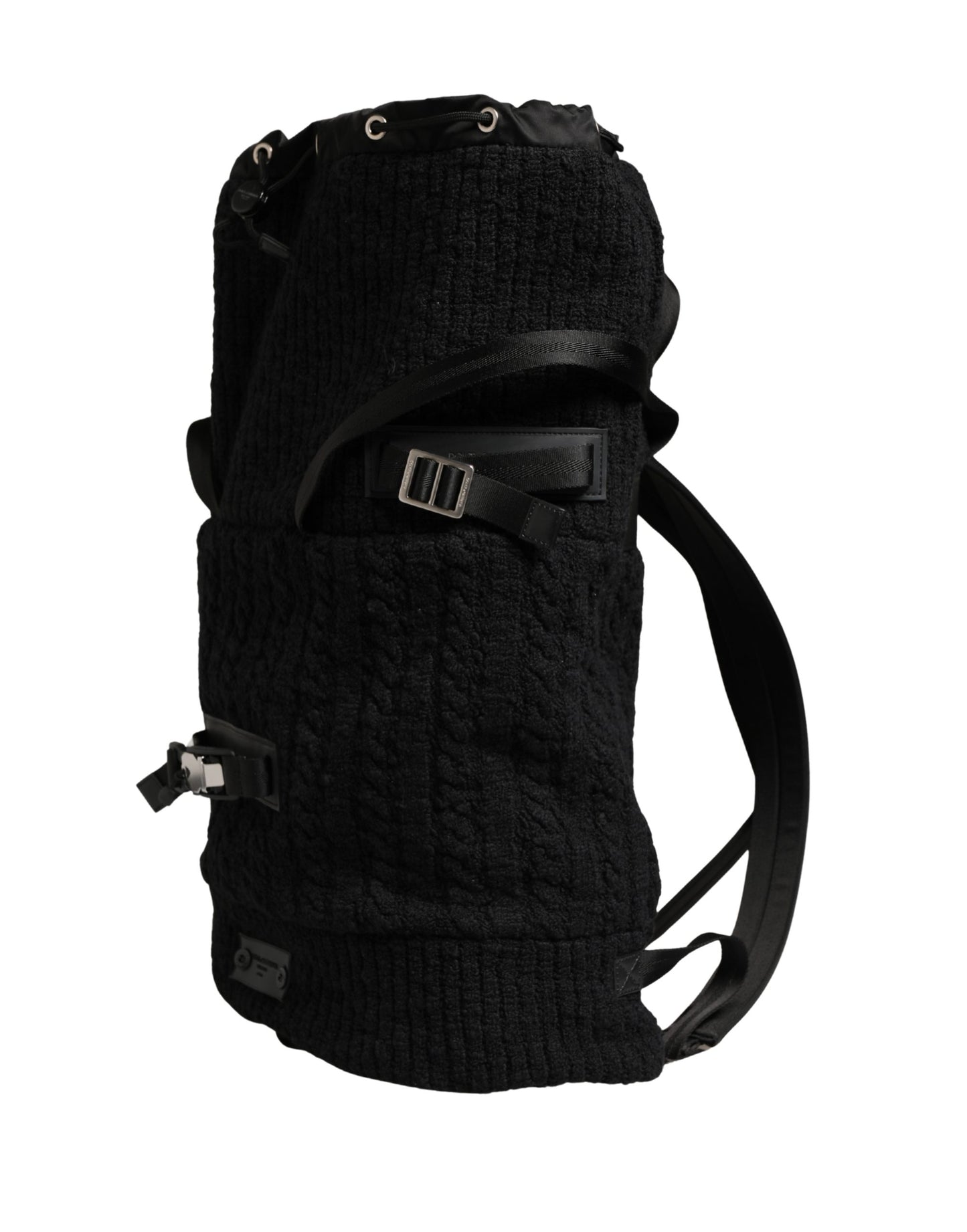 Dolce & Gabbana Black Tricot Wool Blend Duffel Backpack Travel Borse Bag Curated Luxury Accessories by Orvyn
