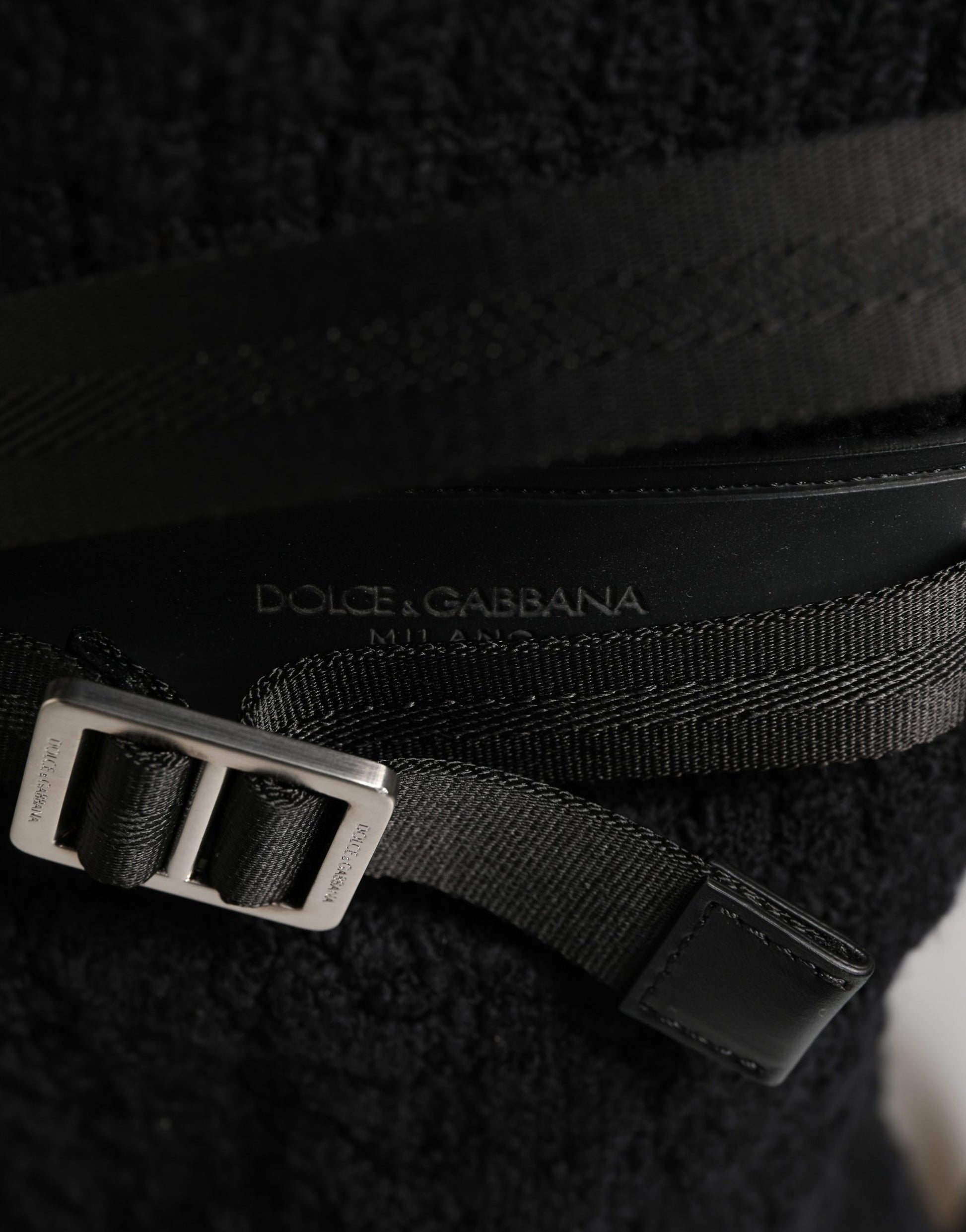 Dolce & Gabbana Black Tricot Wool Blend Duffel Backpack Travel Borse Bag Curated Luxury Accessories by Orvyn