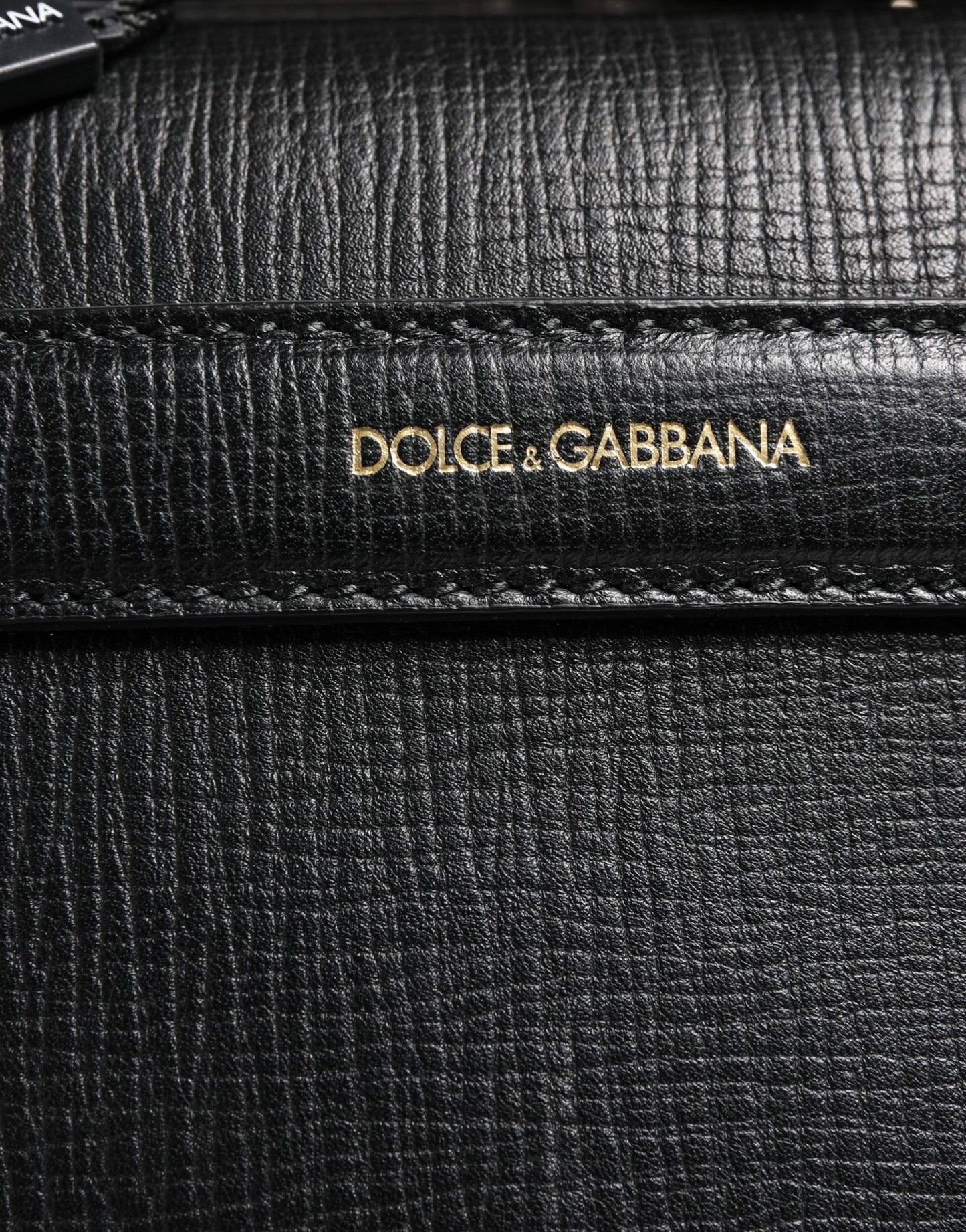 Dolce & Gabbana Black Car Man Applique Leather Weekender Borse Bag Curated Luxury Accessories by Orvyn