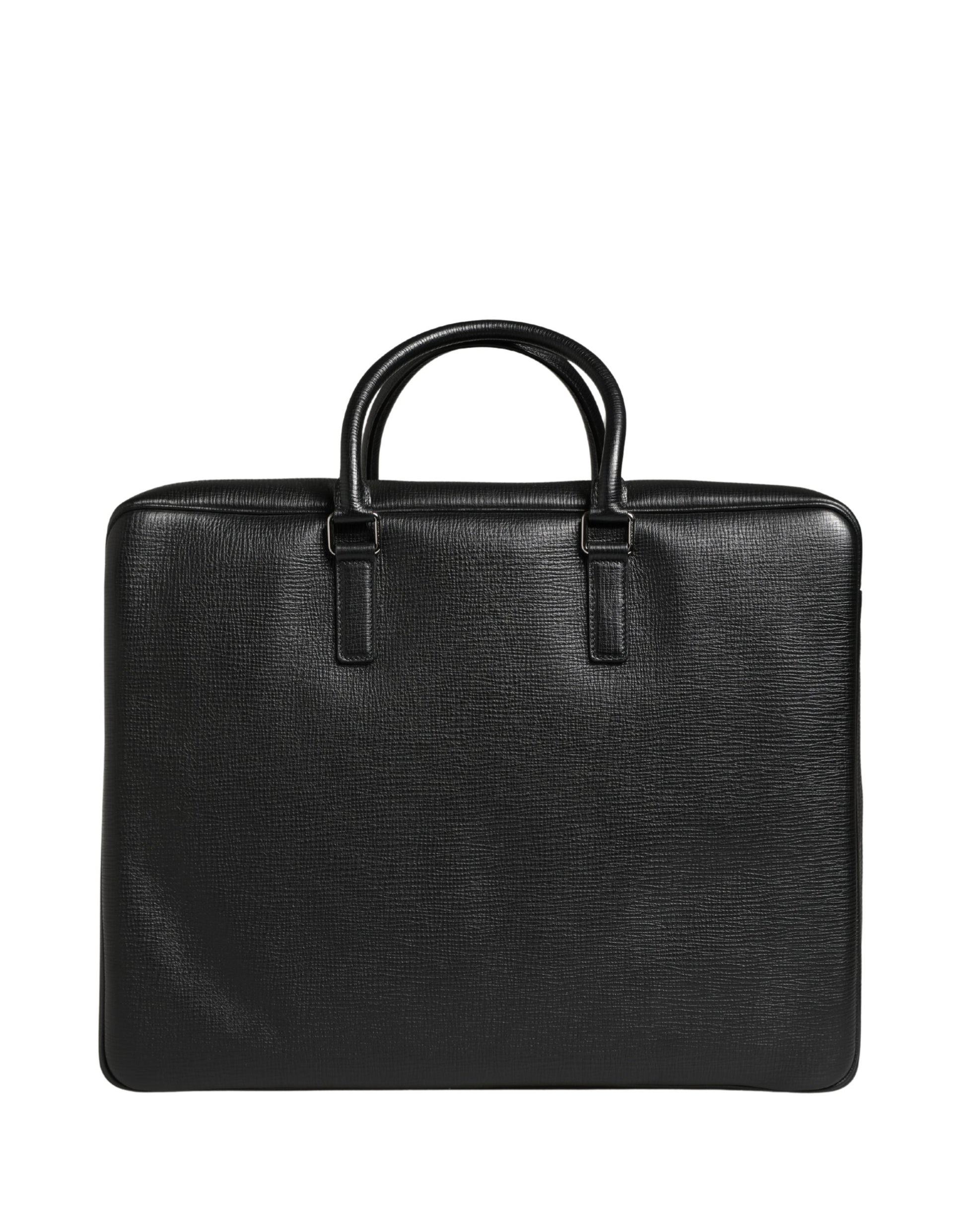 Dolce & Gabbana Black Car Man Applique Leather Weekender Borse Bag Curated Luxury Accessories by Orvyn