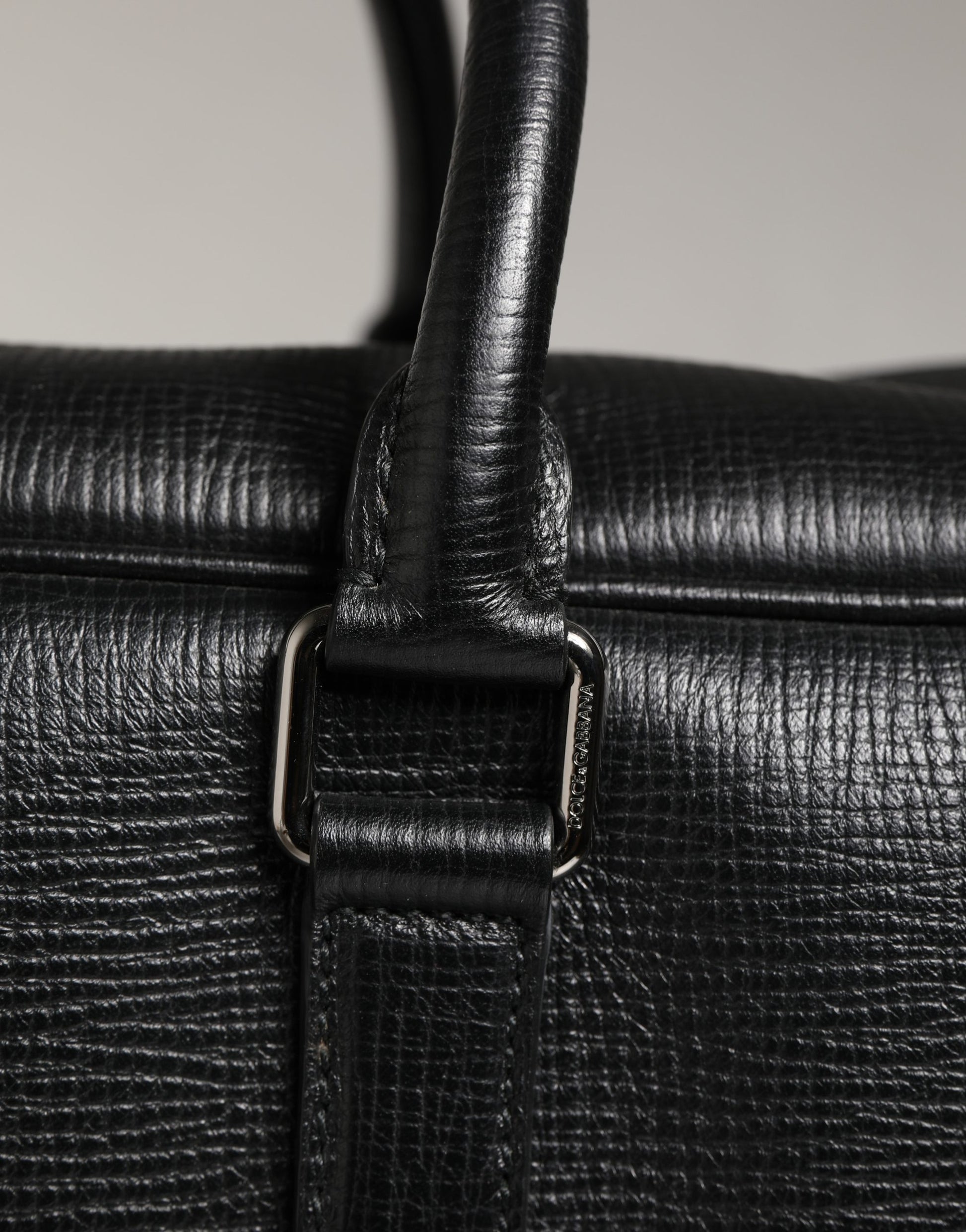 Dolce & Gabbana Black Car Man Applique Leather Weekender Borse Bag Curated Luxury Accessories by Orvyn