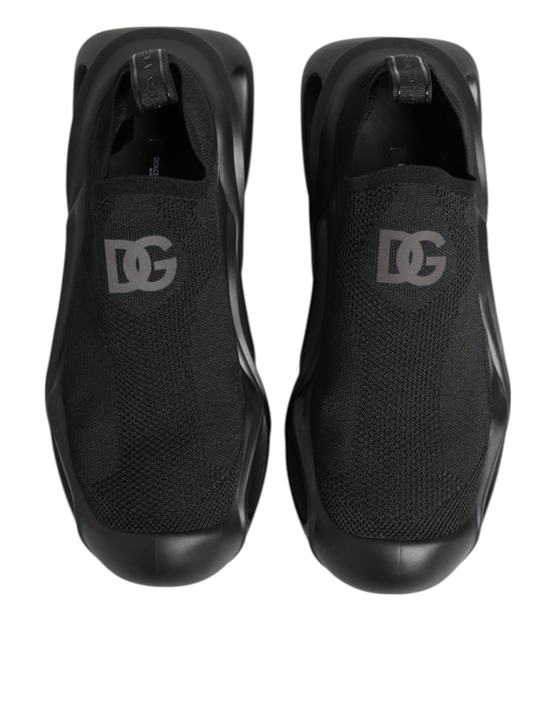 Dolce & Gabbana Black Slip On Wave Low Top Sneakers Shoes Curated Luxury Accessories by Orvyn