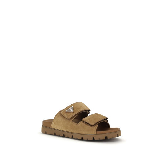 Prada Brown Calf Leather Bos Taurus Strap-On Sandals Curated Luxury Accessories by Orvyn
