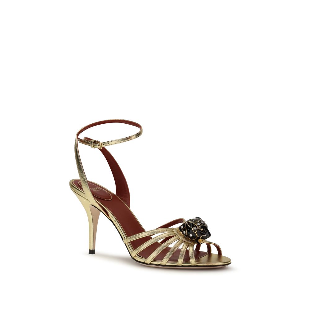 Valentino Garavani Gold Goatskin Stiletto Heel Sandals Curated Luxury Accessories by Orvyn