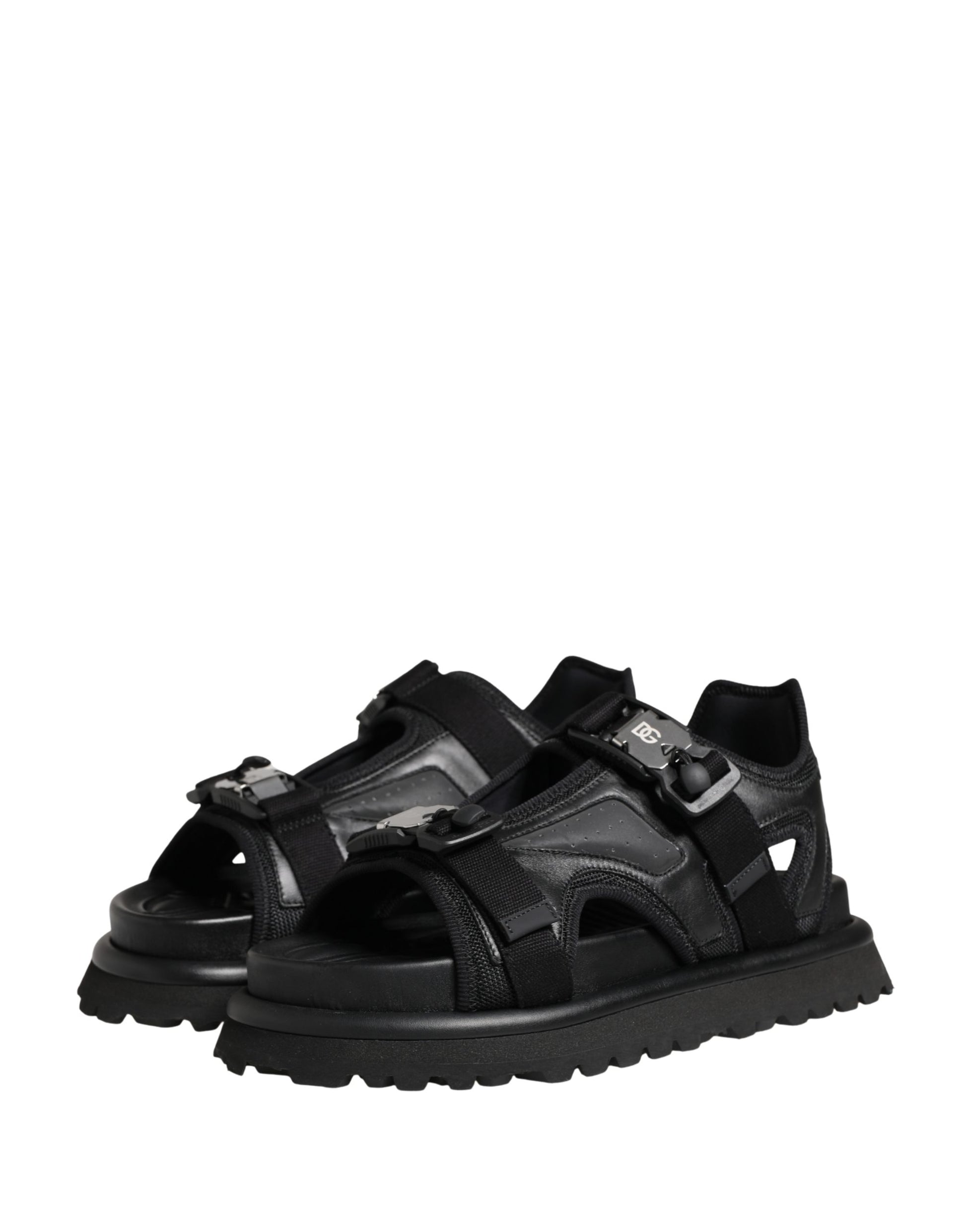 Dolce & Gabbana Black Logo Detailed Men Chunky Sandals Shoes Curated Luxury Accessories by Orvyn