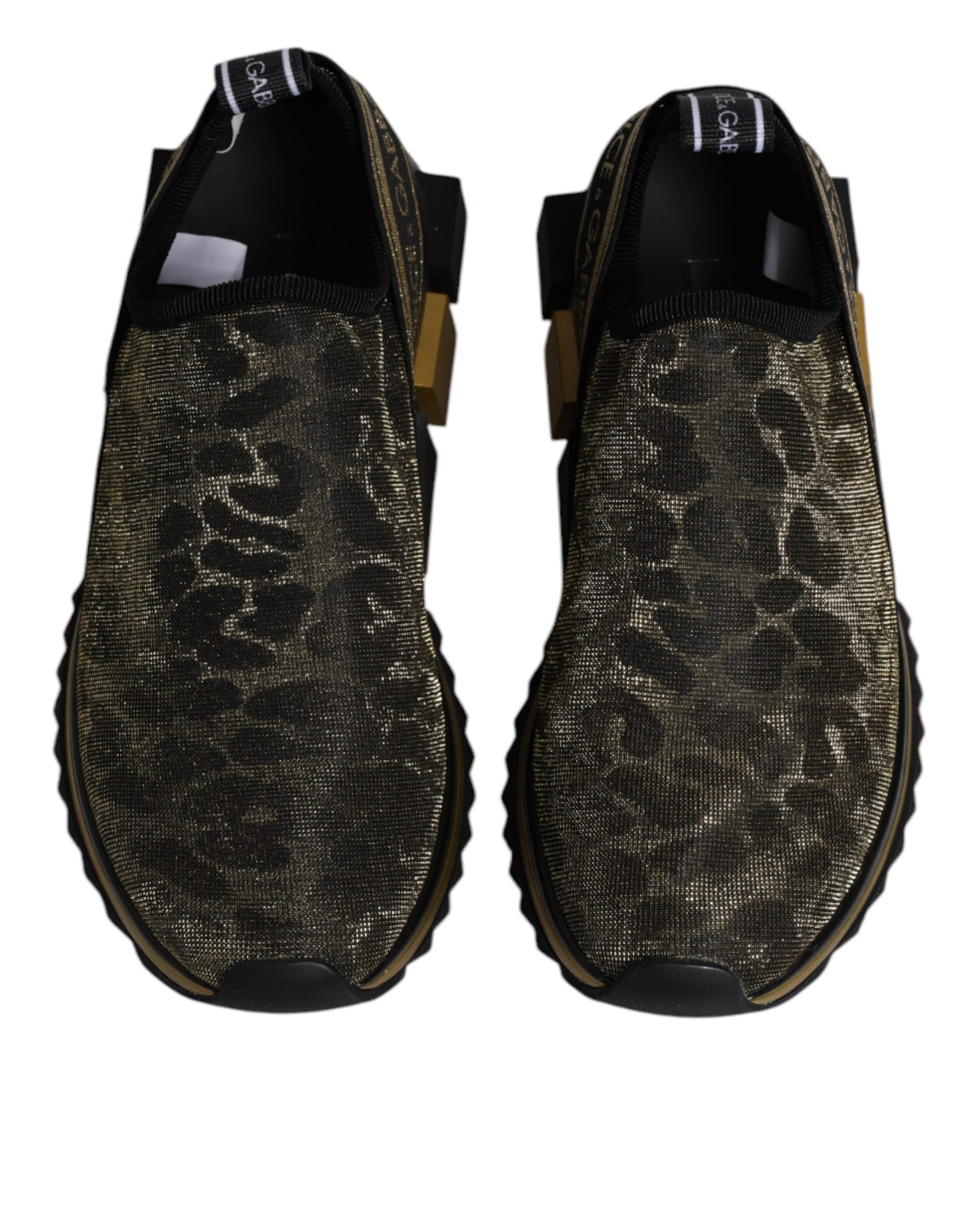 Dolce & Gabbana Gold Glitter Leopard Sorrento Sneakers Shoes Curated Luxury Accessories by Orvyn