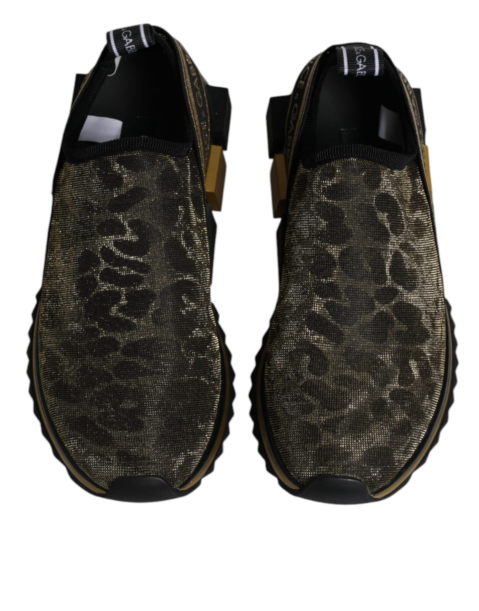 Dolce & Gabbana Gold Glitter Leopard Sorrento Sneakers Shoes Curated Luxury Accessories by Orvyn