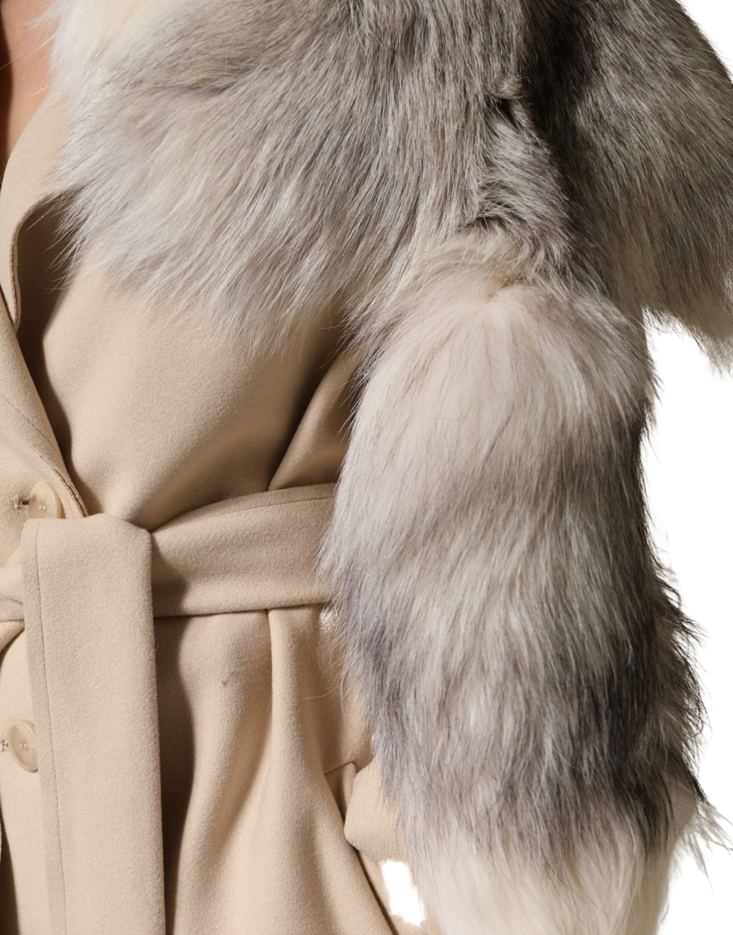Dolce & Gabbana White Fox Fur Neck Wrap Warmer Winter Scarf Curated Luxury Accessories by Orvyn