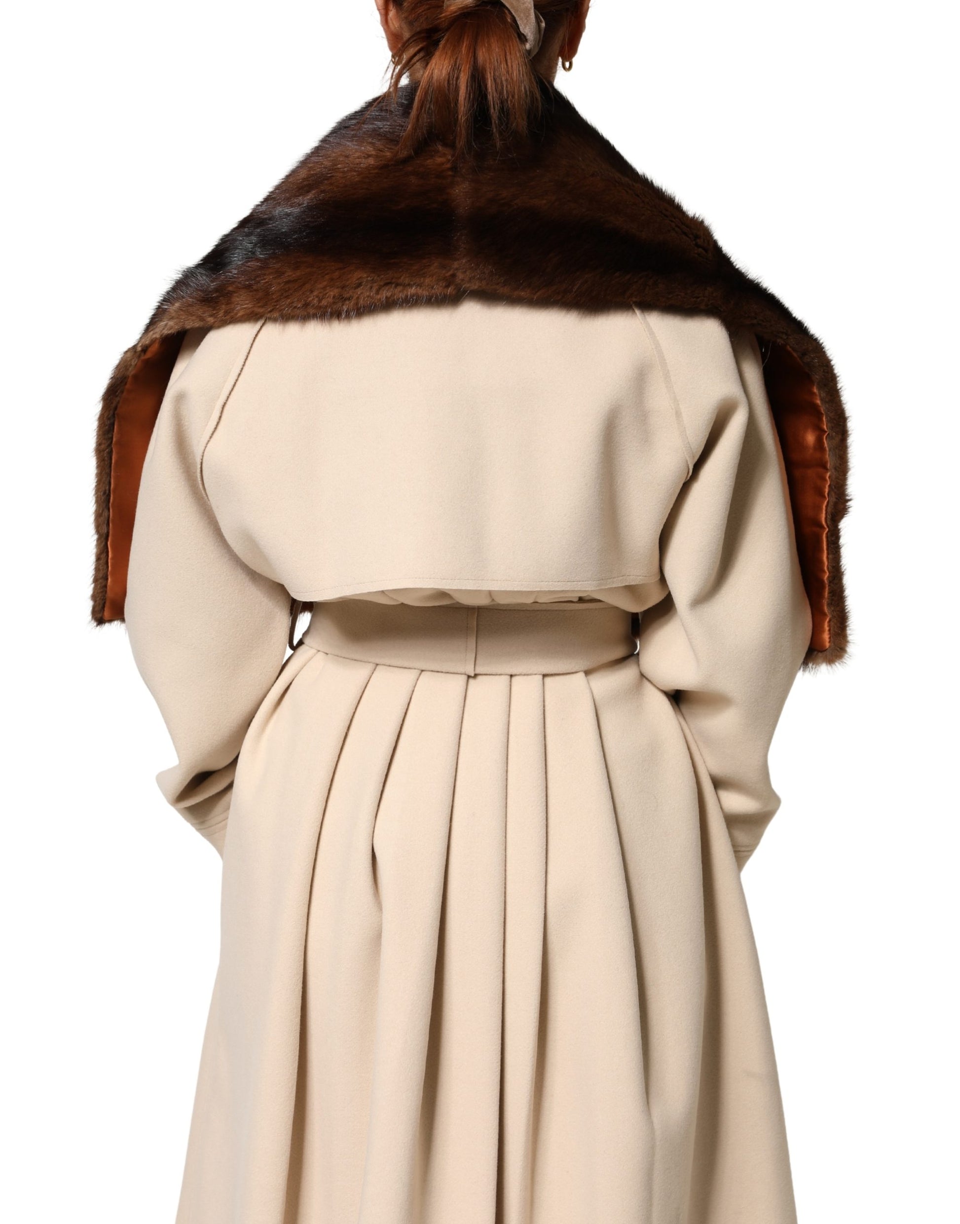 Dolce & Gabbana Black Brown Stripe Fur Shawl Wrap Scarf Curated Luxury Accessories by Orvyn