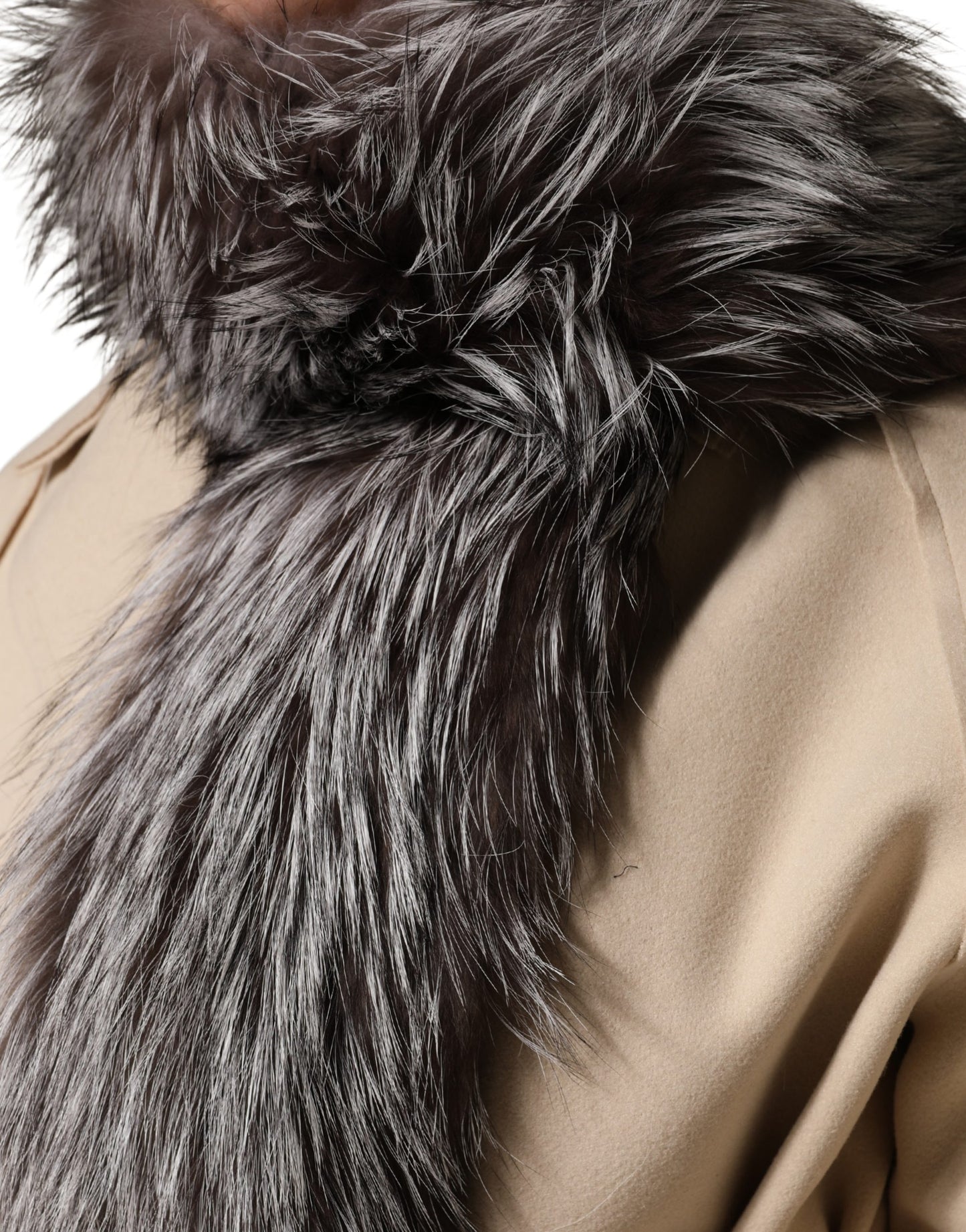 Dolce & Gabbana Gray Fox Fur Neck Wrap Warmer Winter Scarf Curated Luxury Accessories by Orvyn