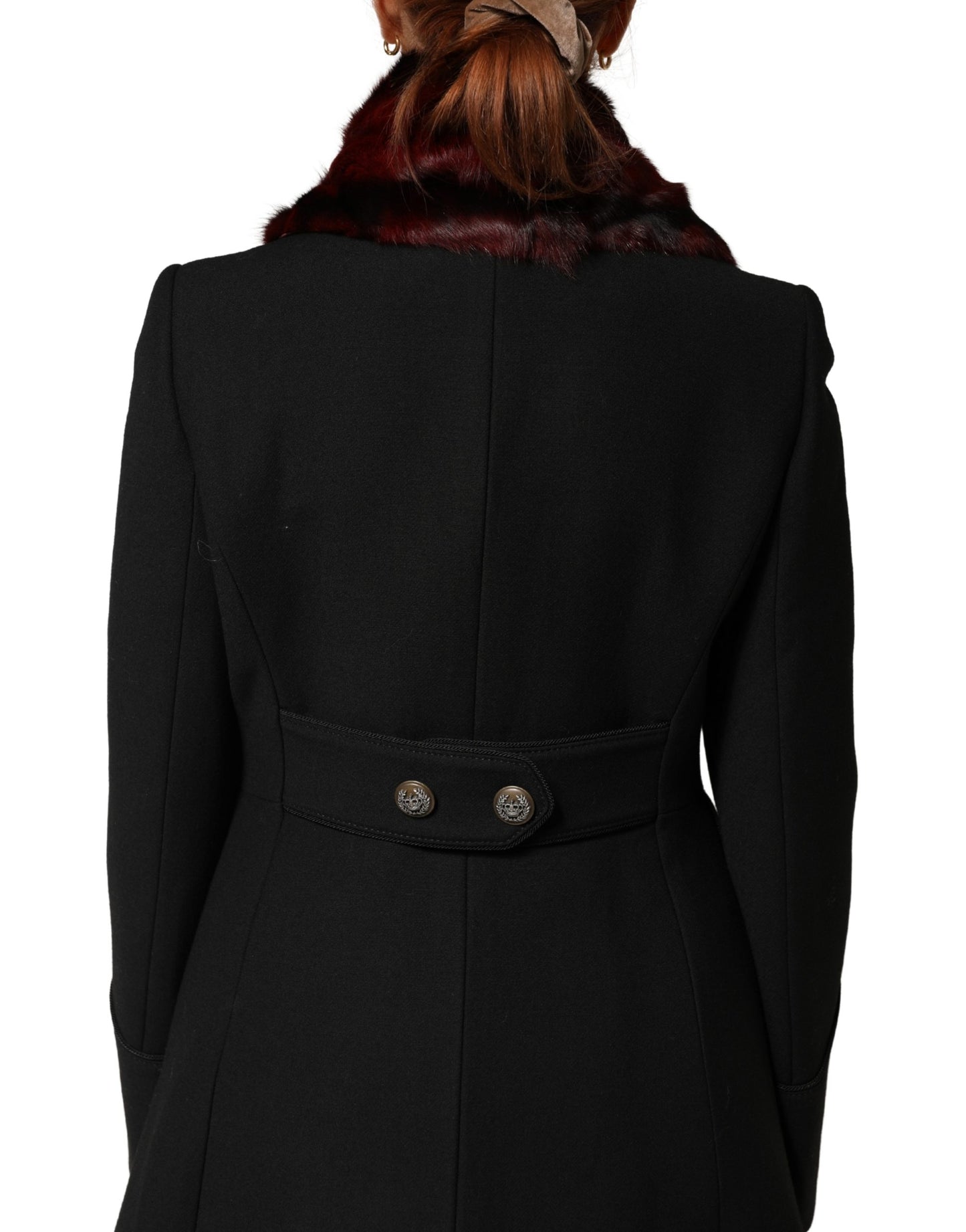 Dolce & Gabbana Black Red Stripe Fur Shawl Neck Wrap Scarf Curated Luxury Accessories by Orvyn