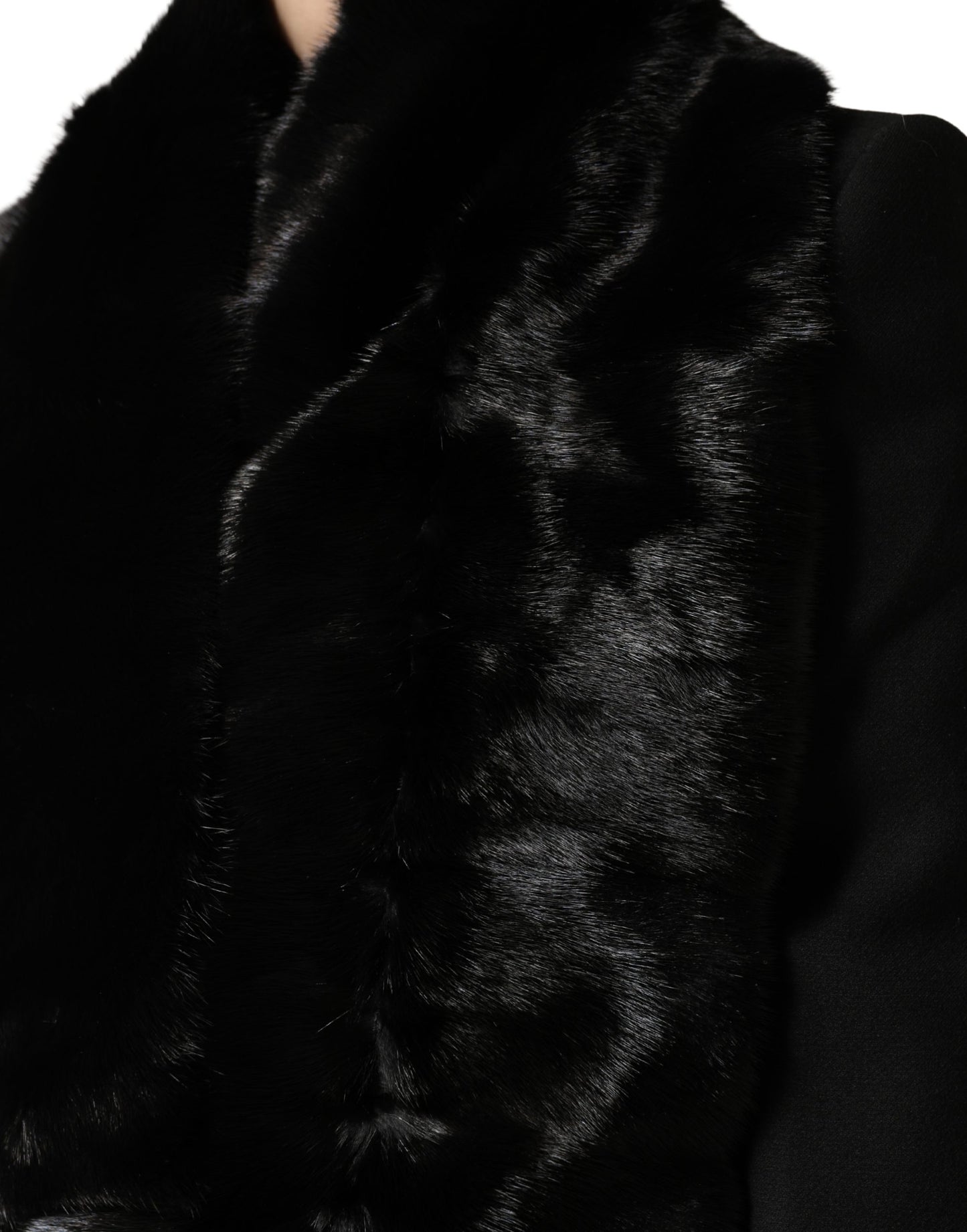 Dolce & Gabbana Black Fur Shawl Neck Wrap Cover Collar Scarf Curated Luxury Accessories by Orvyn