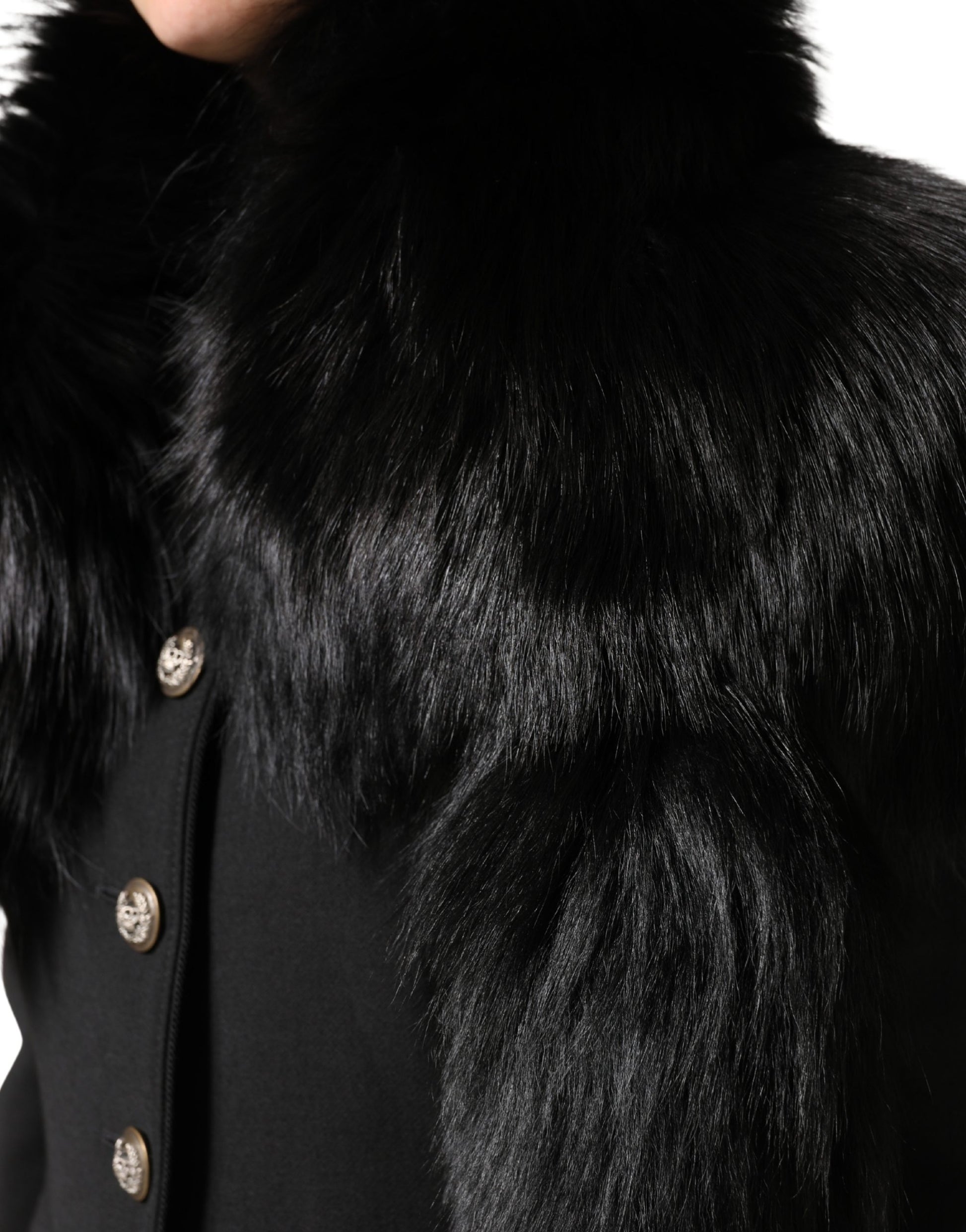 Dolce & Gabbana Black Fox Fur Neck Wrap Warmer Winter Scarf Curated Luxury Accessories by Orvyn