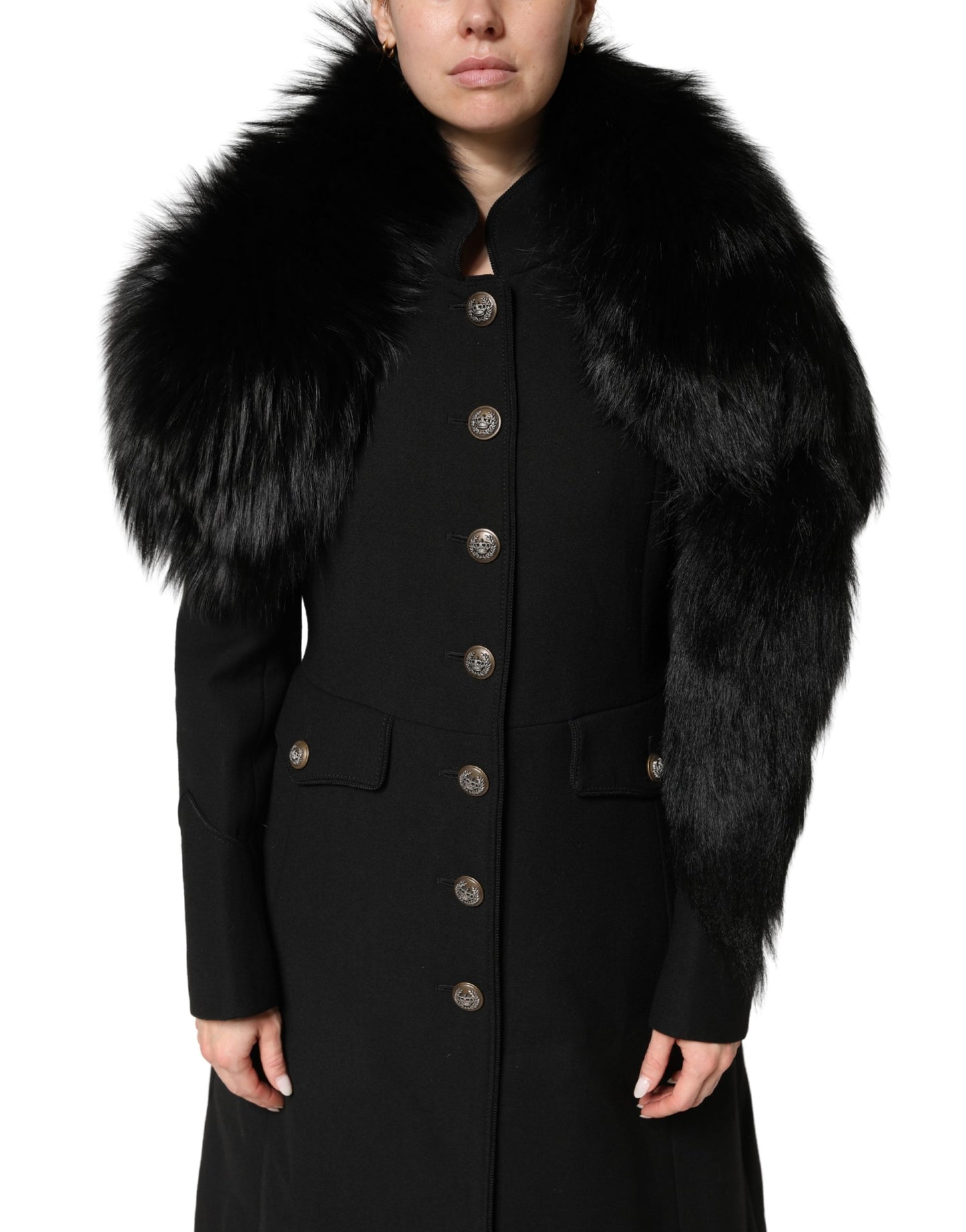 Dolce & Gabbana Black Fox Fur Neck Wrap Warmer Winter Scarf Curated Luxury Accessories by Orvyn