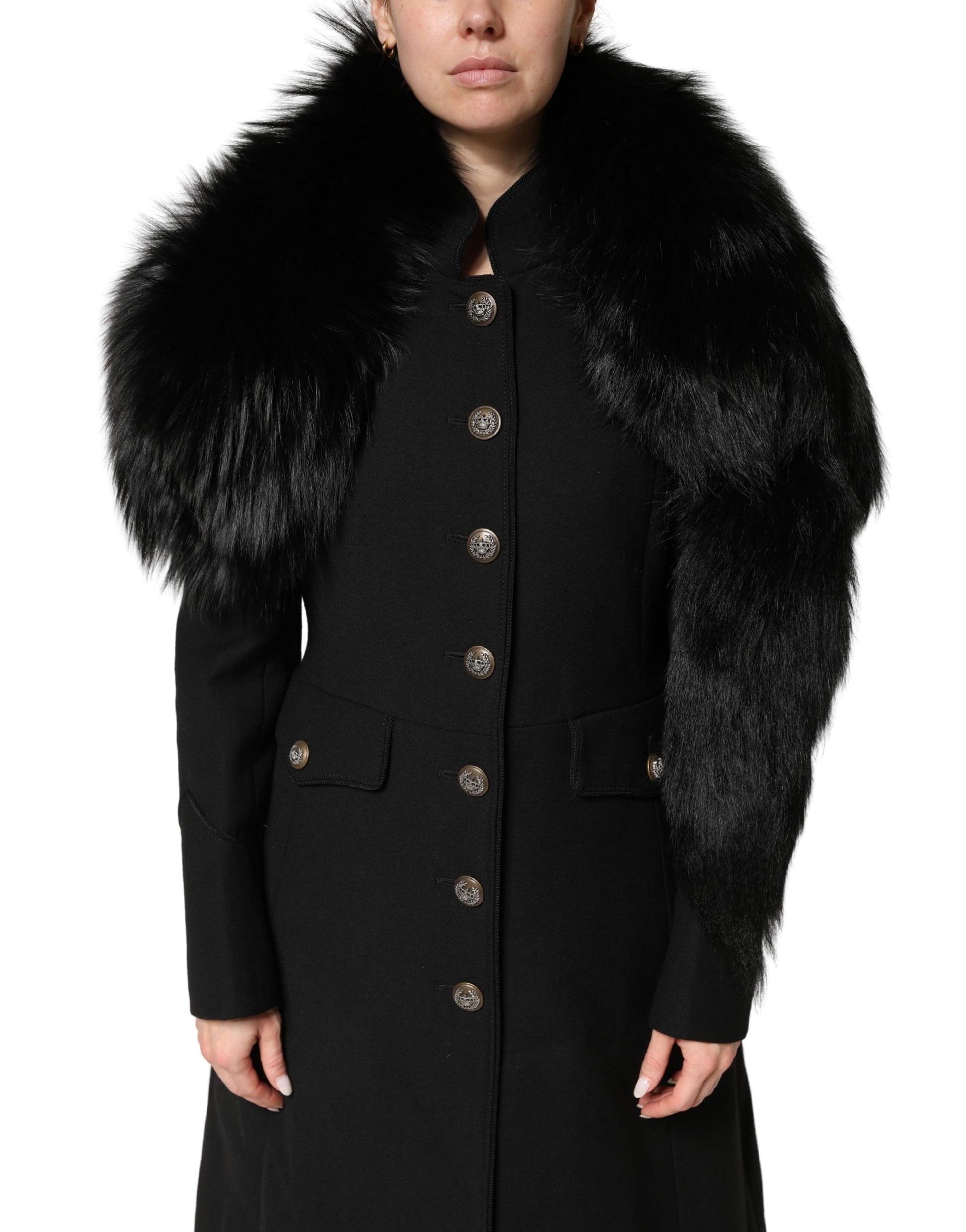 Dolce & Gabbana Black Fox Fur Neck Wrap Warmer Winter Scarf Curated Luxury Accessories by Orvyn