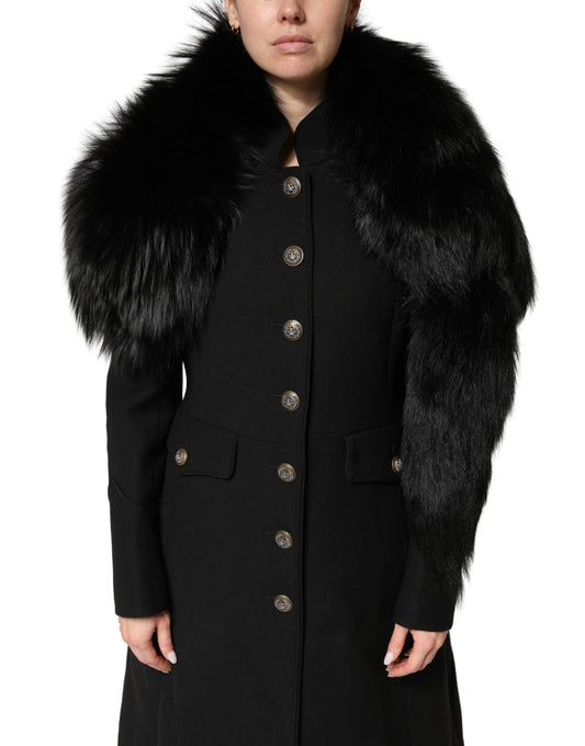 Dolce & Gabbana Black Fox Fur Neck Wrap Warmer Winter Scarf Curated Luxury Accessories by Orvyn