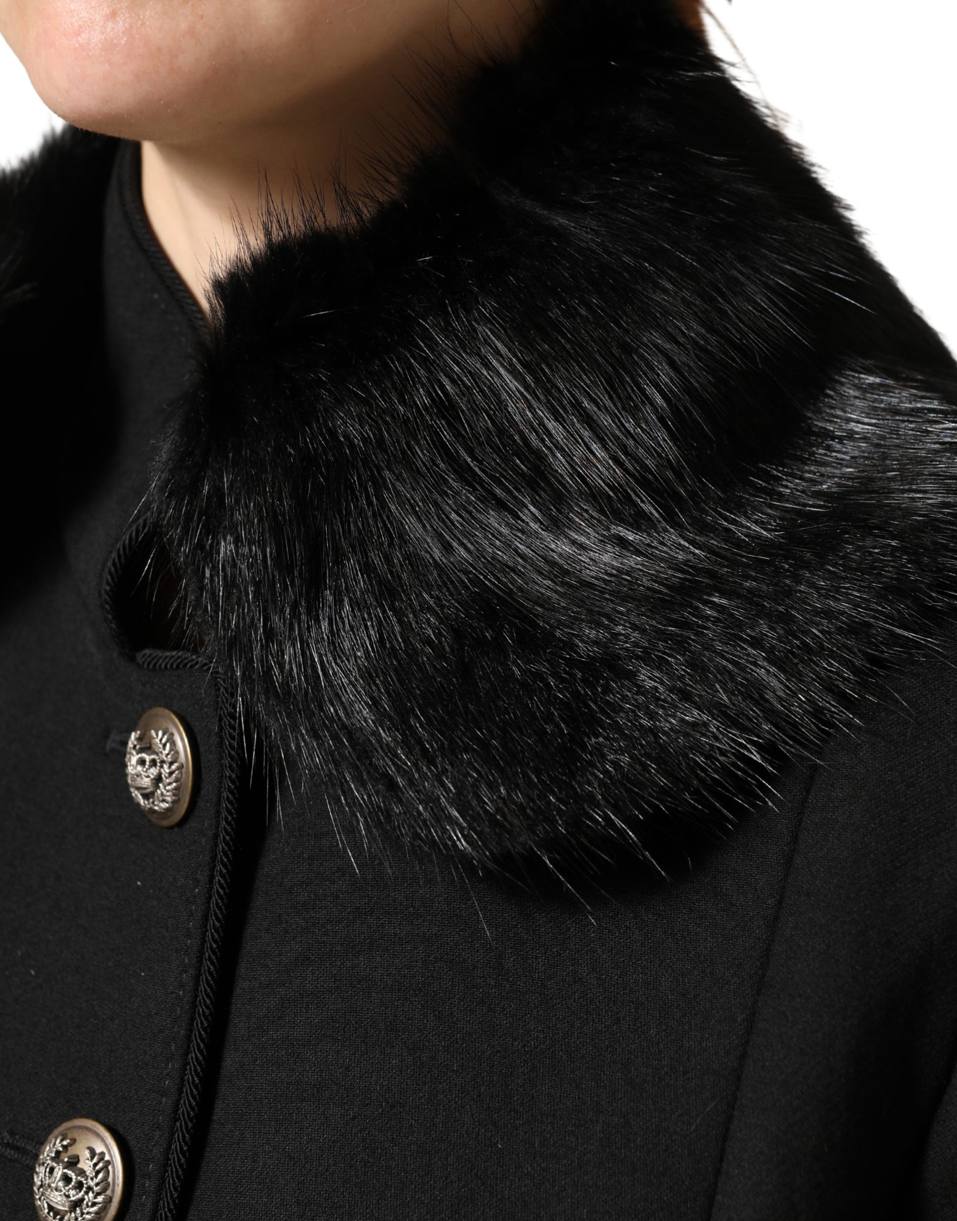 Dolce & Gabbana Black Fur Shawl Neck Wrap Cover Collar Scarf Curated Luxury Accessories by Orvyn