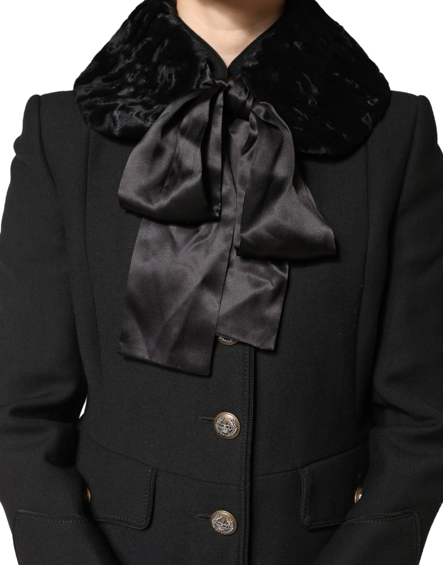 Dolce & Gabbana Black Lamb Fur Women Neck Warmer Winter Scarf Curated Luxury Accessories by Orvyn