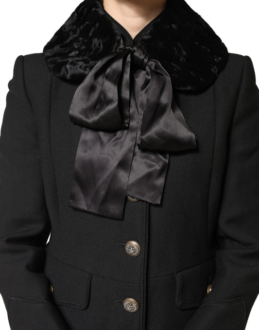 Dolce & Gabbana Black Lamb Fur Women Neck Warmer Winter Scarf Curated Luxury Accessories by Orvyn