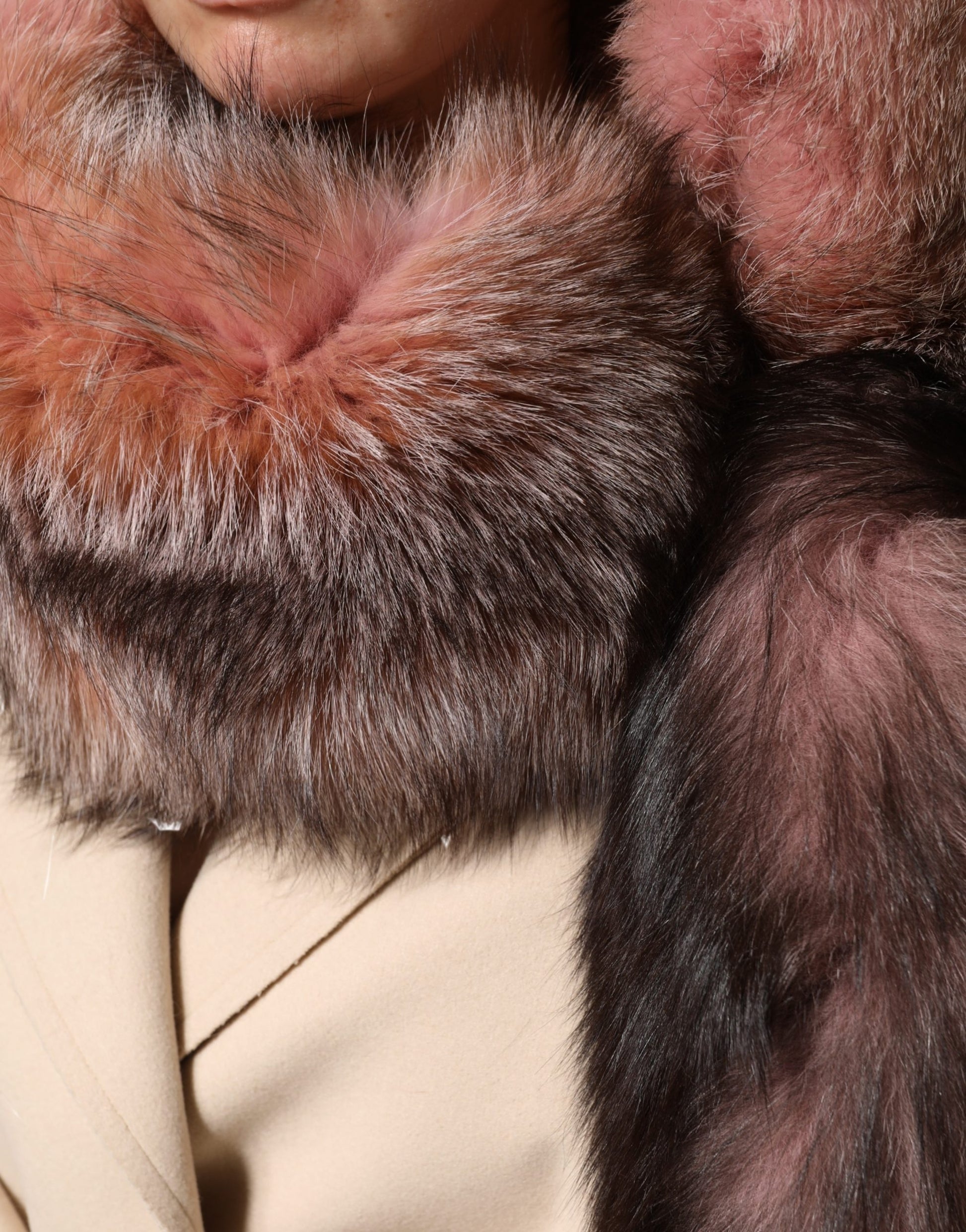 Dolce & Gabbana Pink Frost Fox Fur Neck Warmer Winter Scarf Curated Luxury Accessories by Orvyn