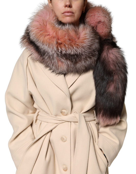 Dolce & Gabbana Pink Frost Fox Fur Neck Warmer Winter Scarf Curated Luxury Accessories by Orvyn