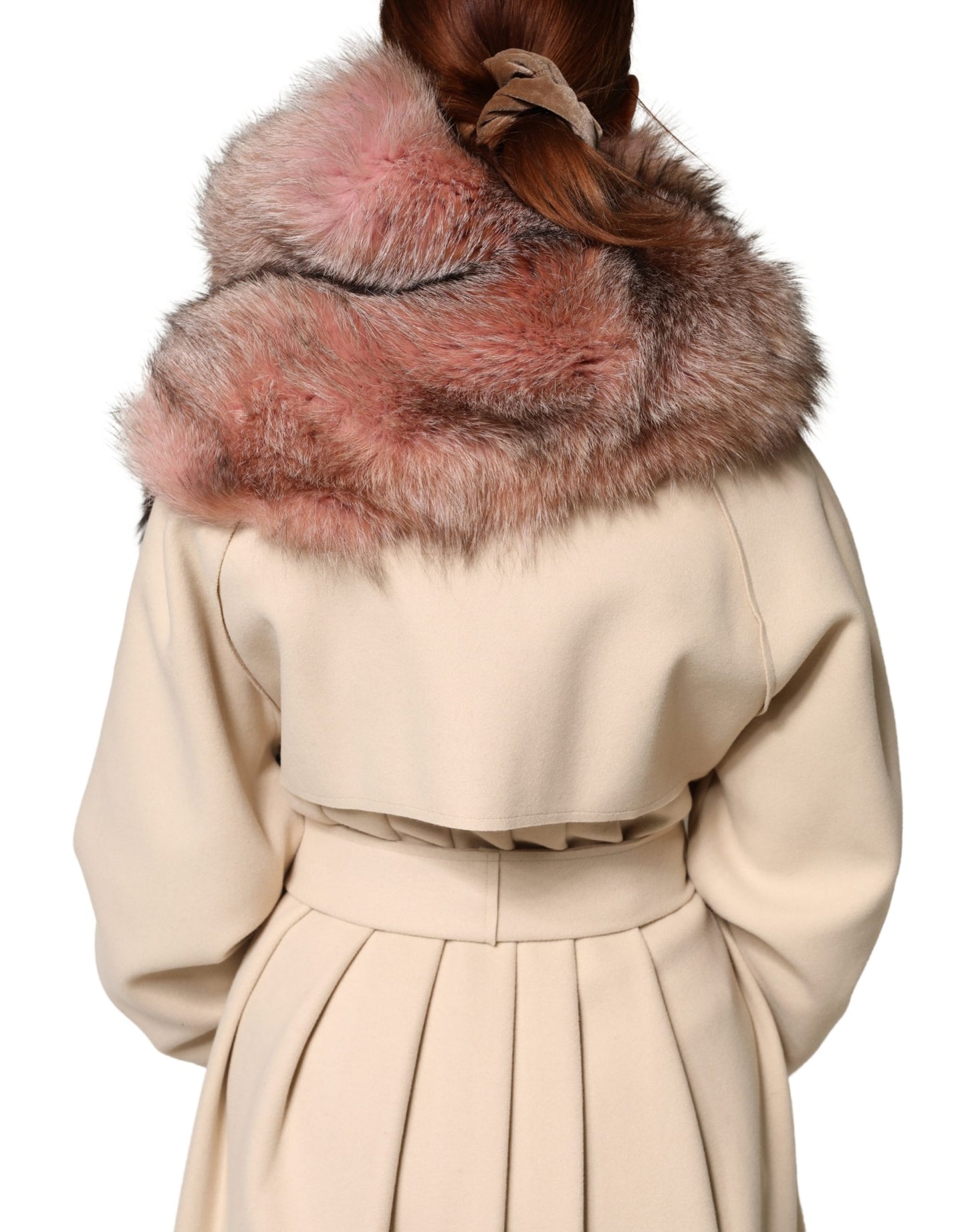 Dolce & Gabbana Pink Frost Fox Fur Neck Warmer Winter Scarf Curated Luxury Accessories by Orvyn